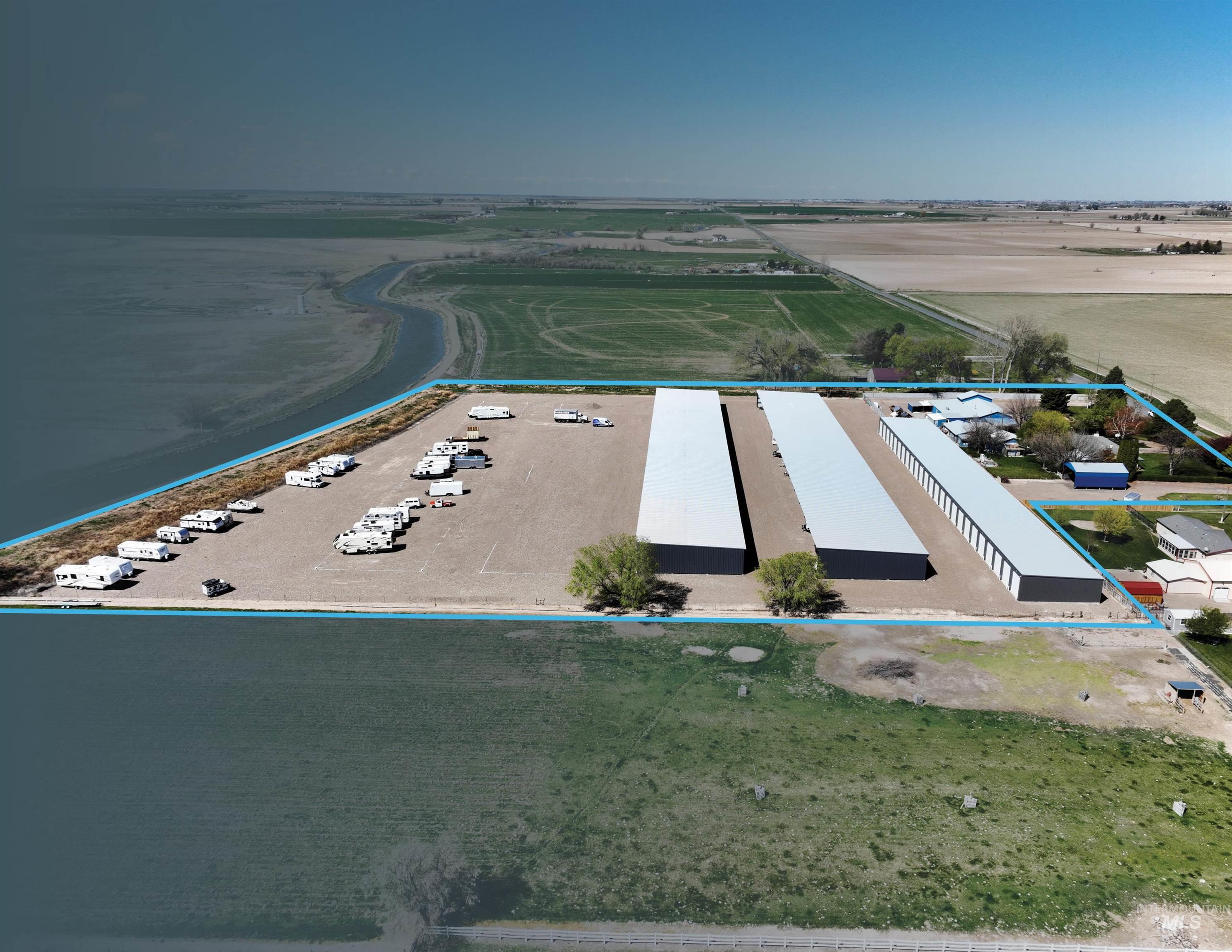 Overview of rural landscape with property boundaries highlighted