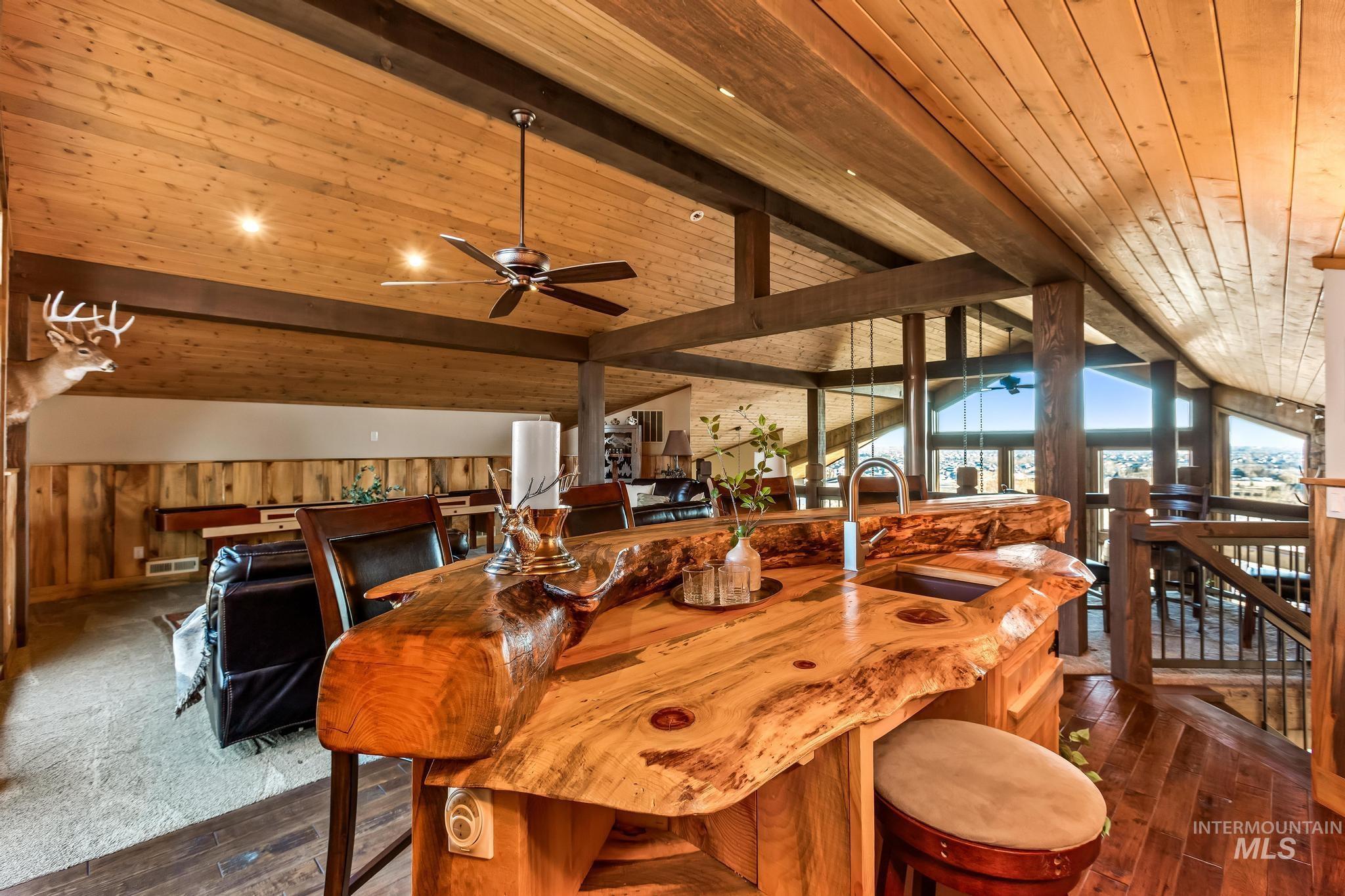 Upstairs loft with Custom Milled bar