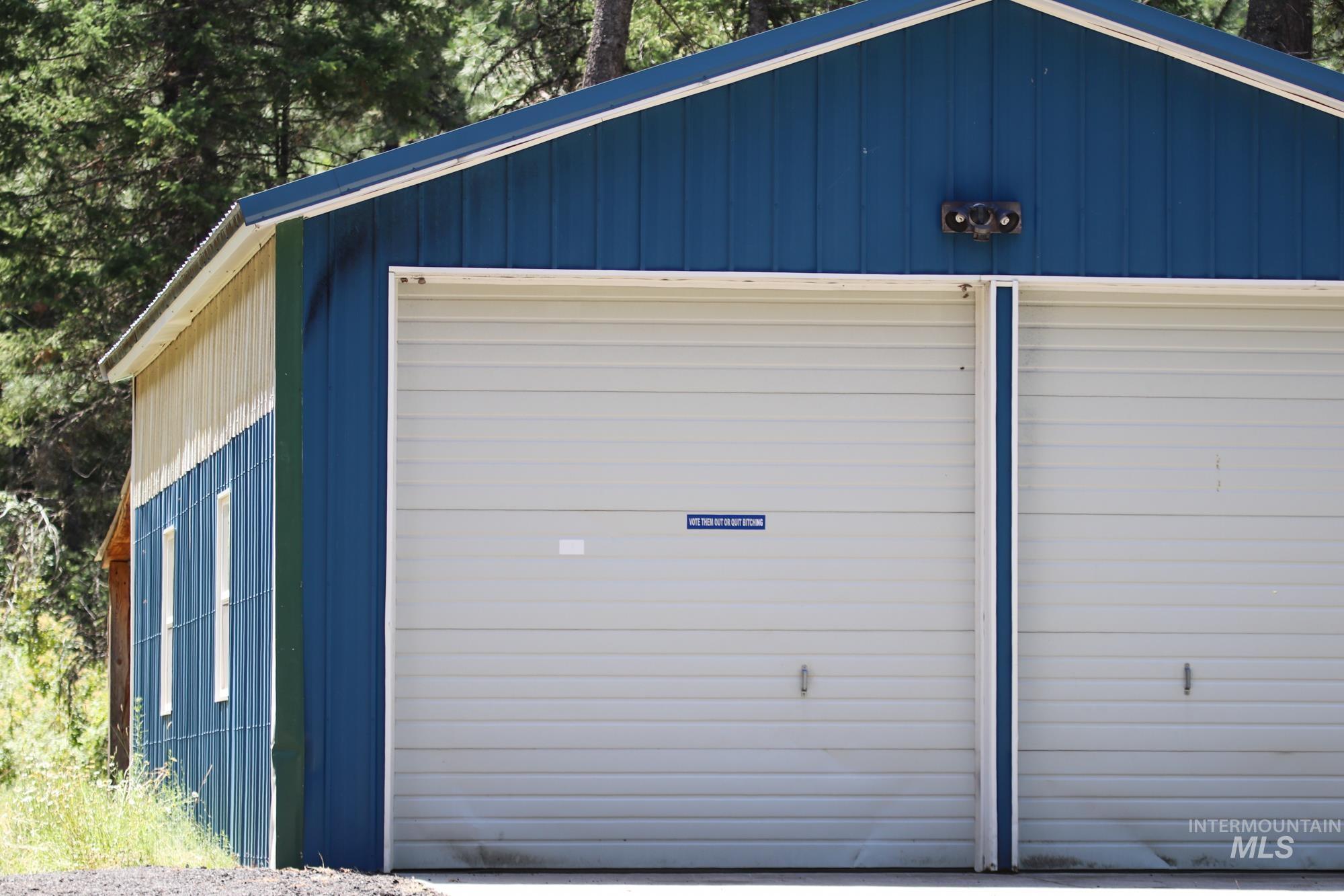 View of detached garage