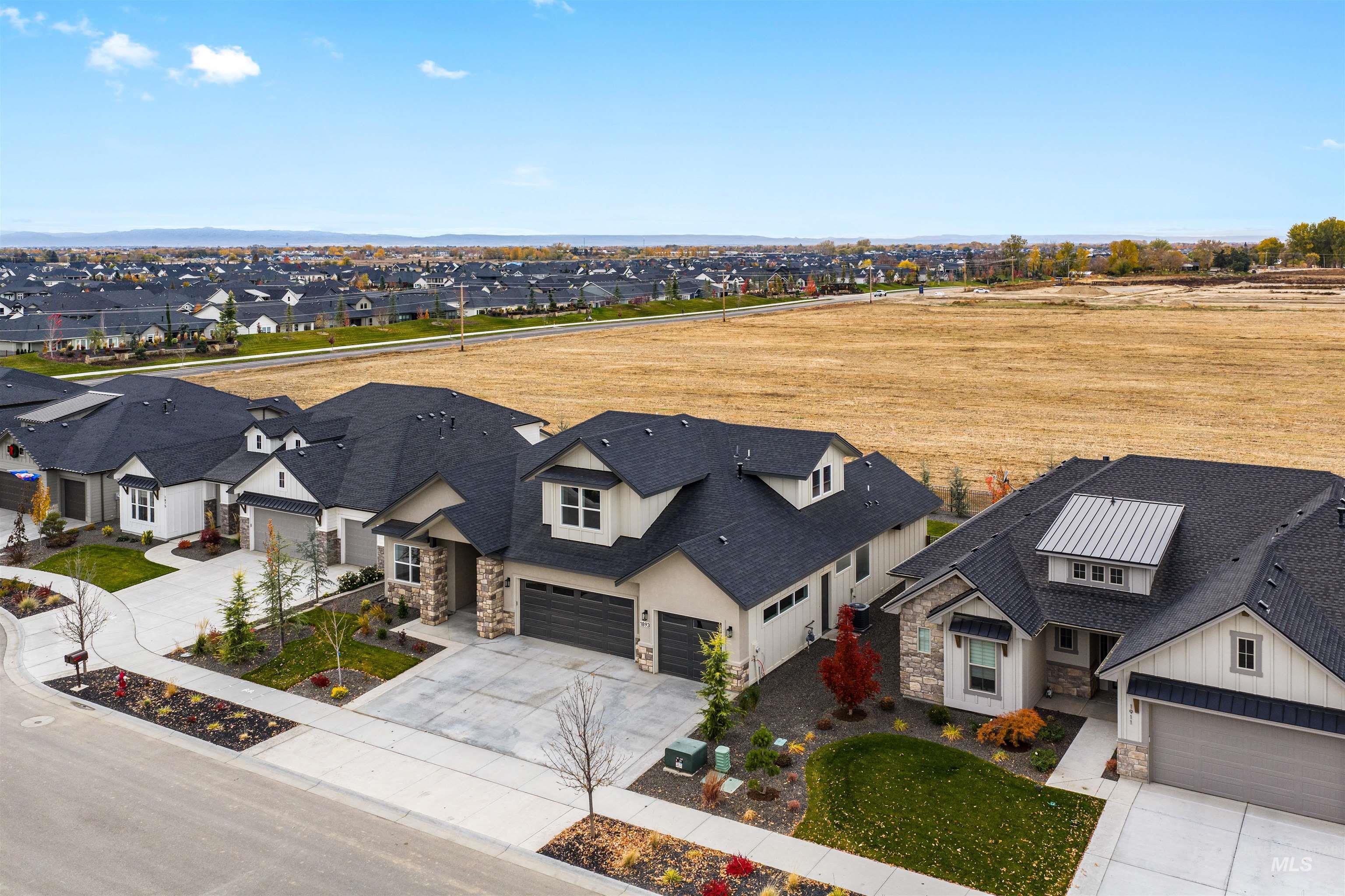 Aerial perspective of suburban area