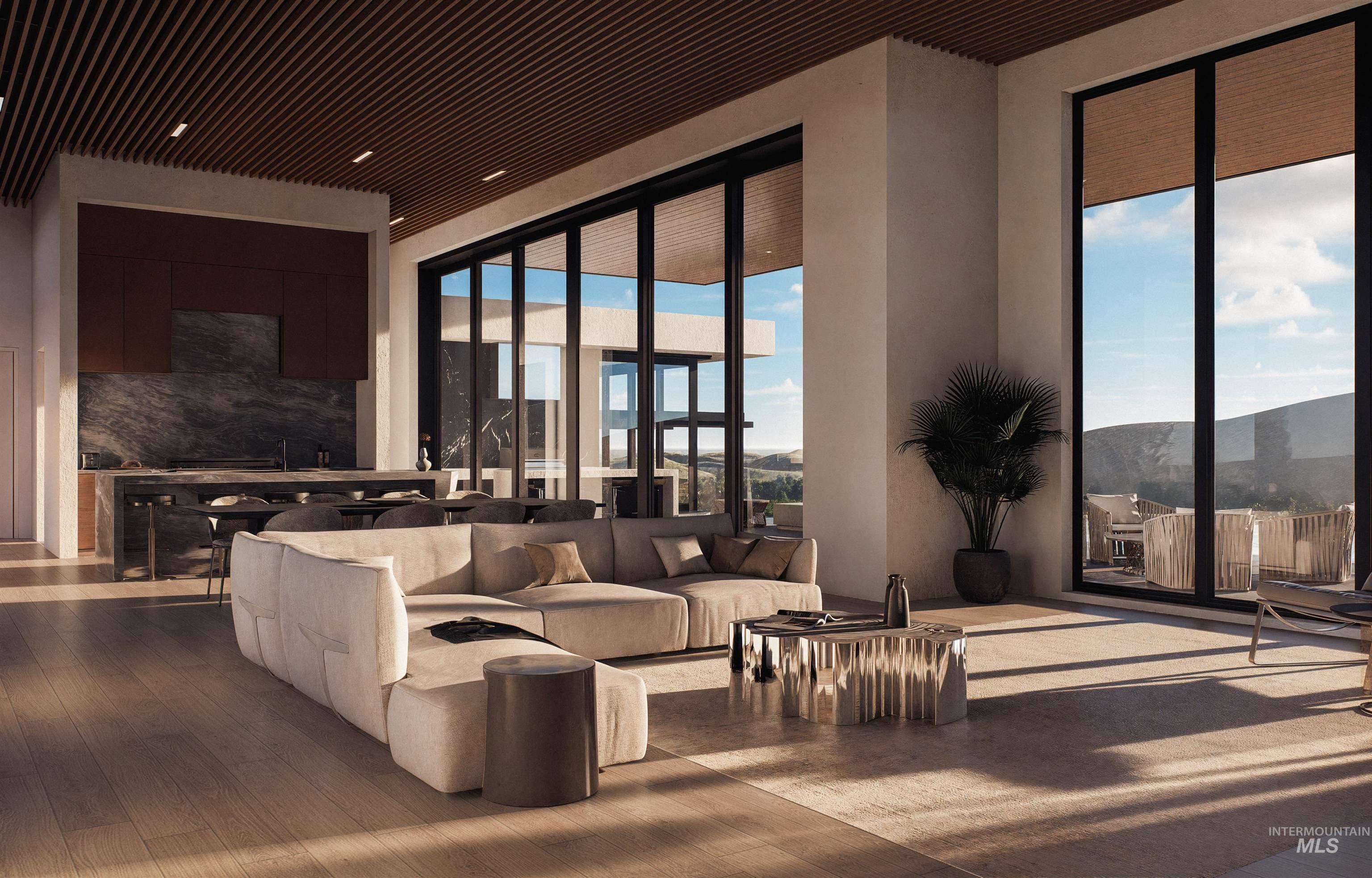 Lobby featuring a mountain view