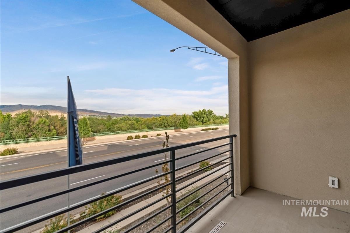 Balcony with a mountain view