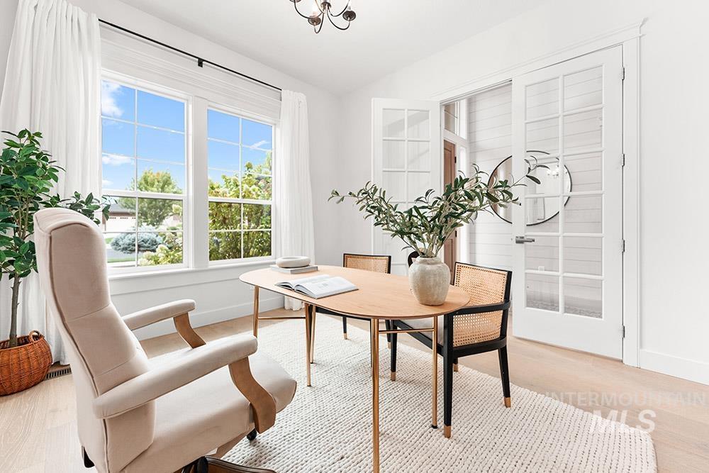 Office area featuring wood finished floors
