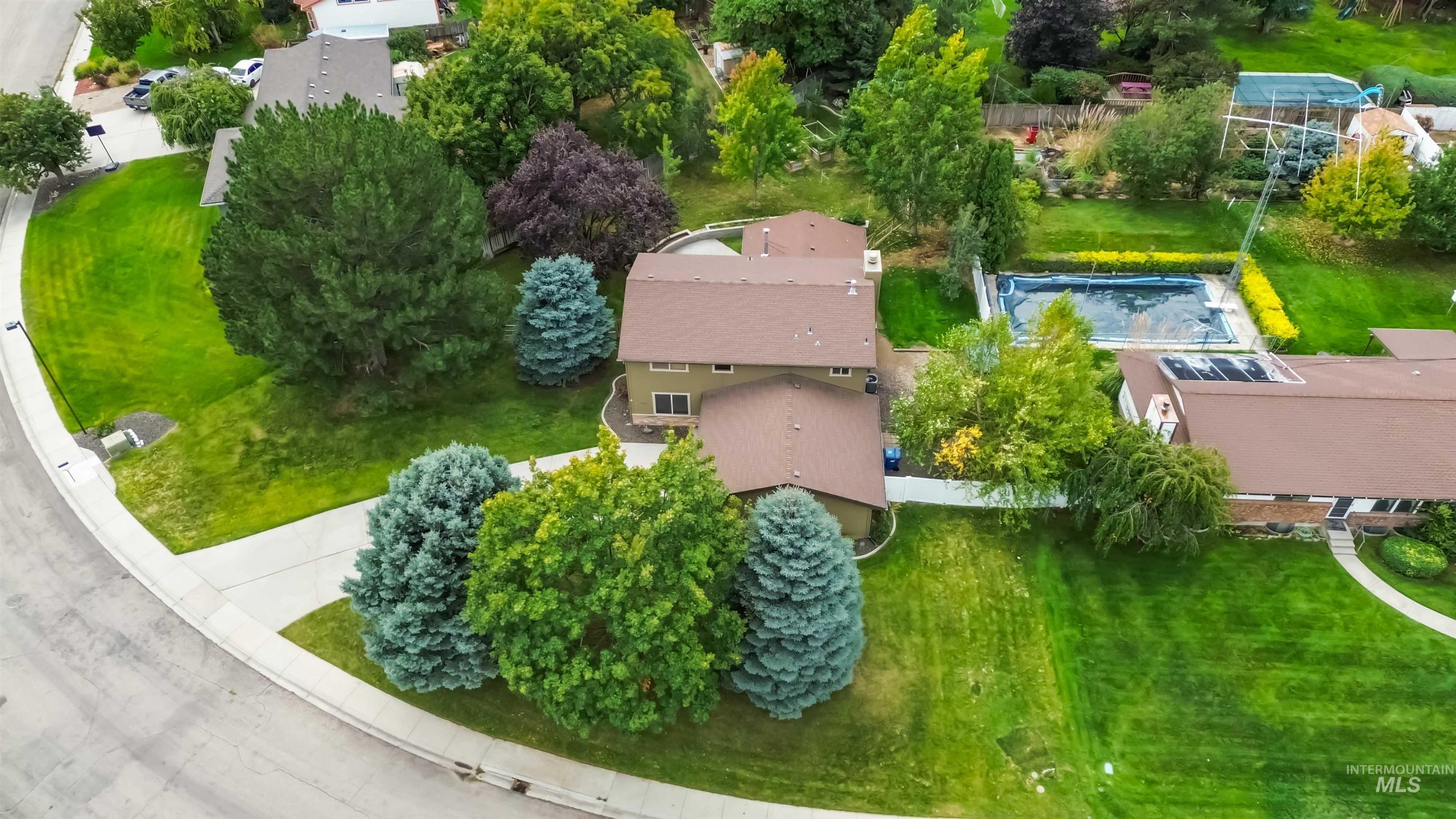 Aerial perspective of suburban area