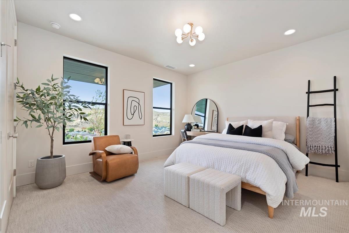 Bedroom featuring carpet and recessed lighting