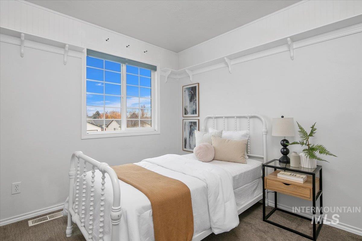 Bedroom featuring carpet