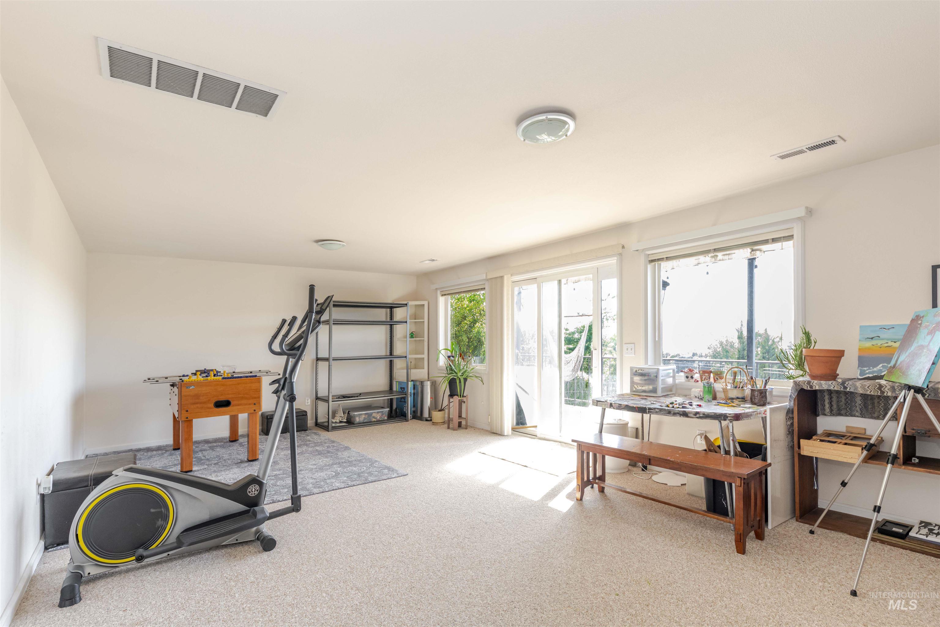 Workout area with carpet