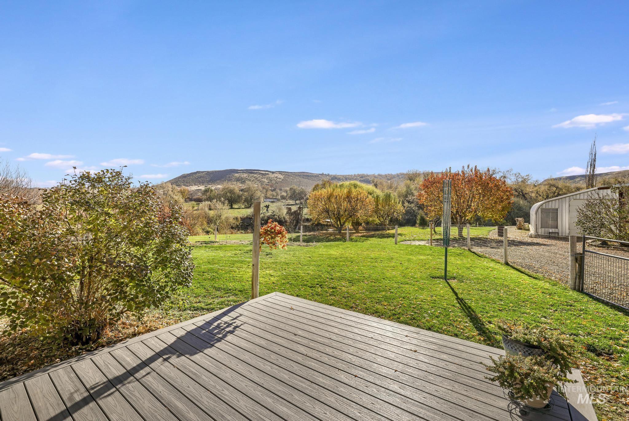 Wooden terrace with a mountain view
