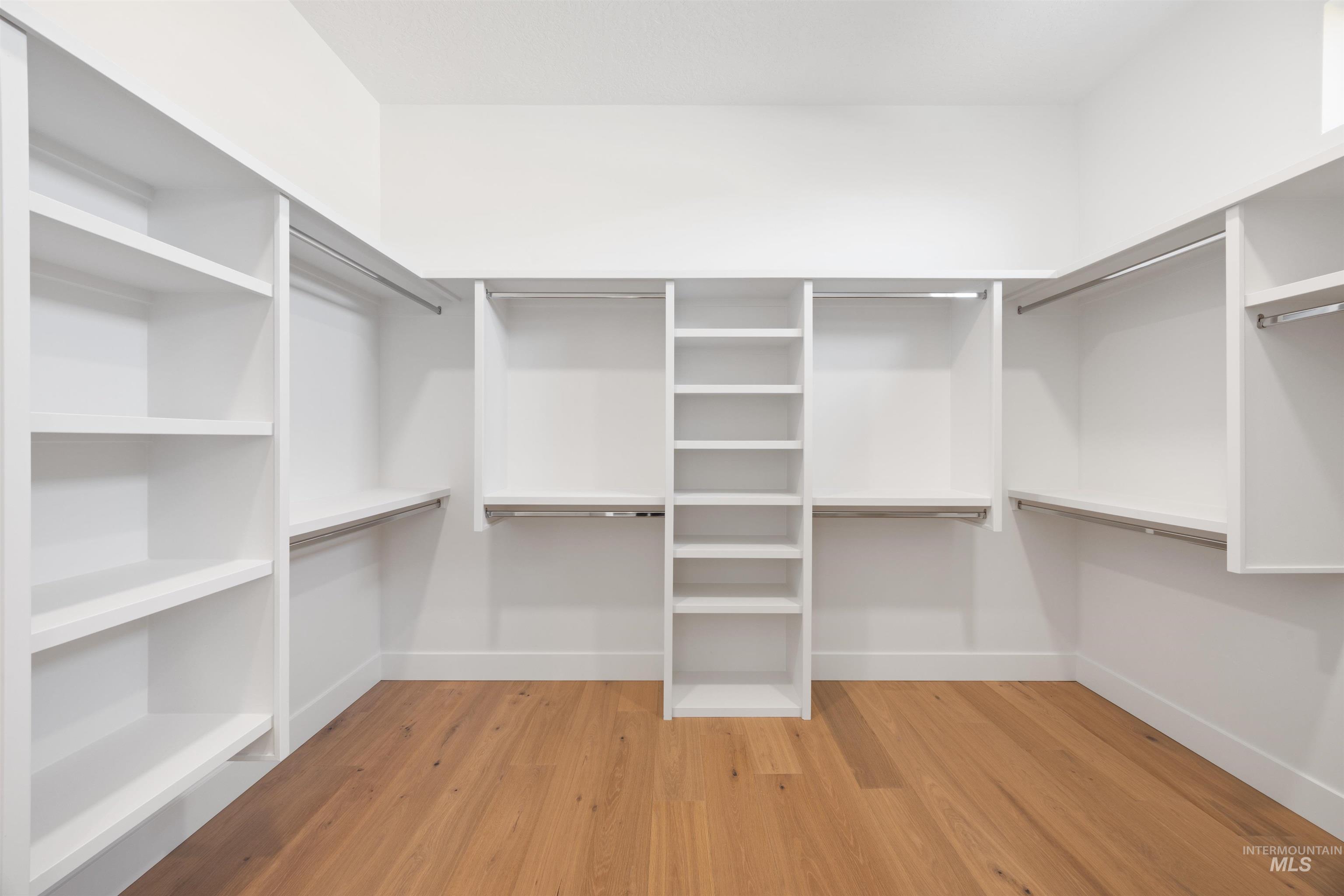 Spacious closet featuring light wood-style floors