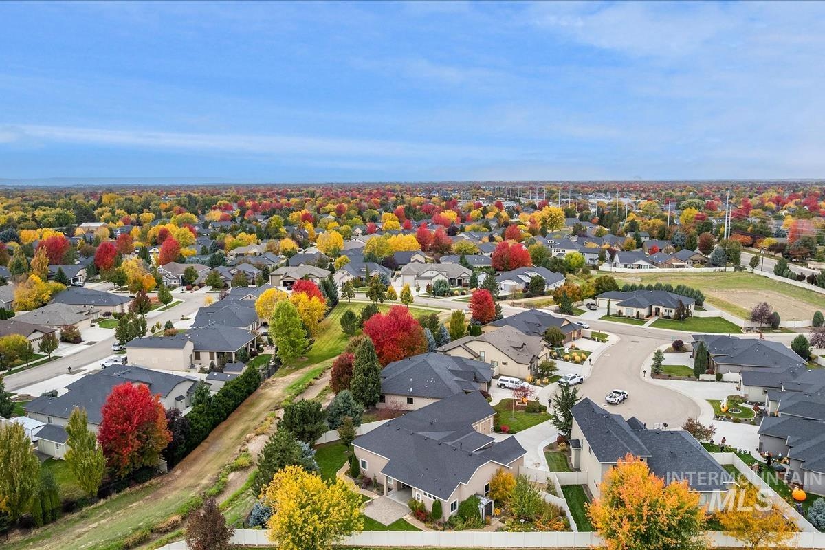 Aerial perspective of suburban area