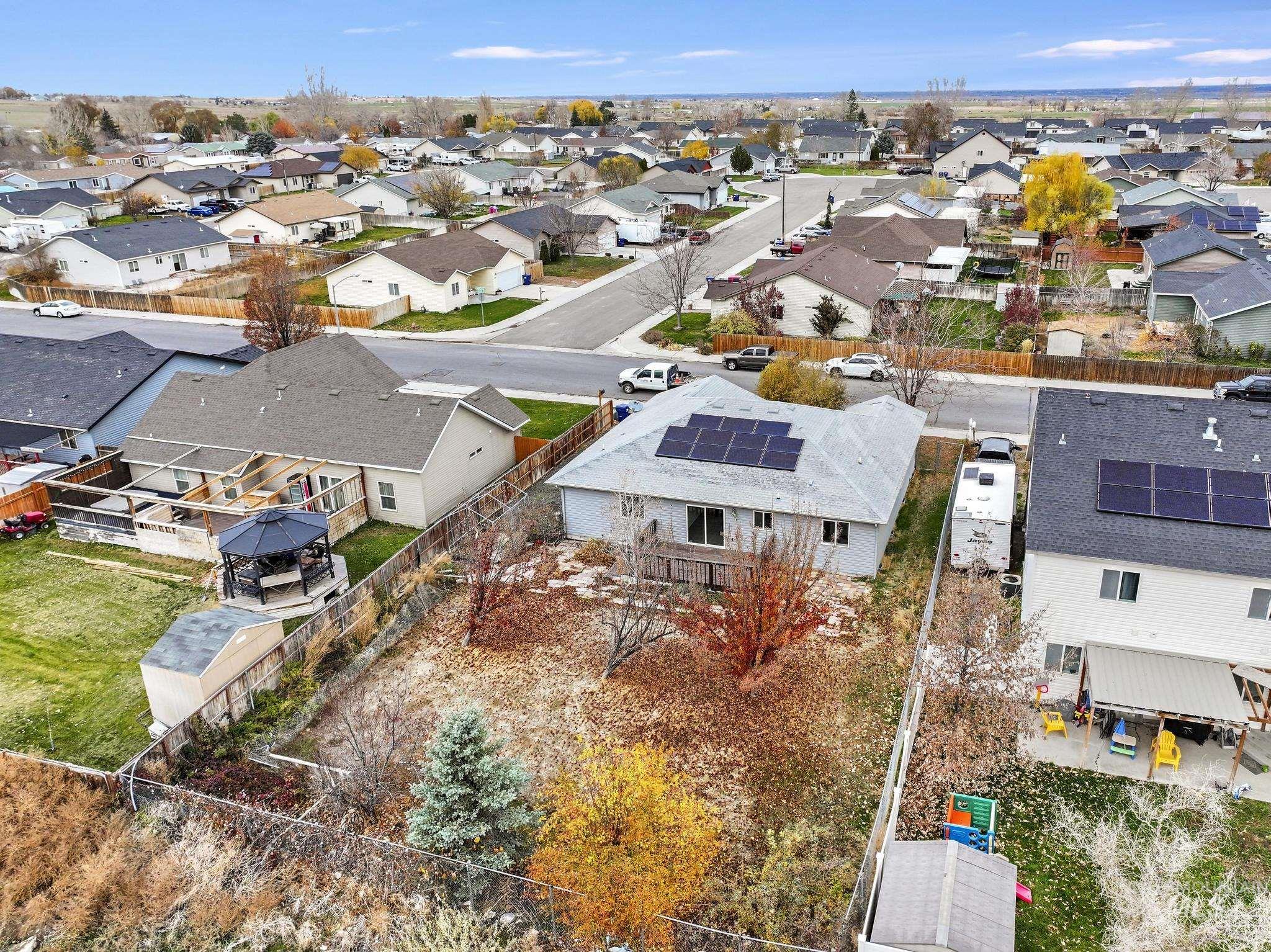 Aerial perspective of suburban area
