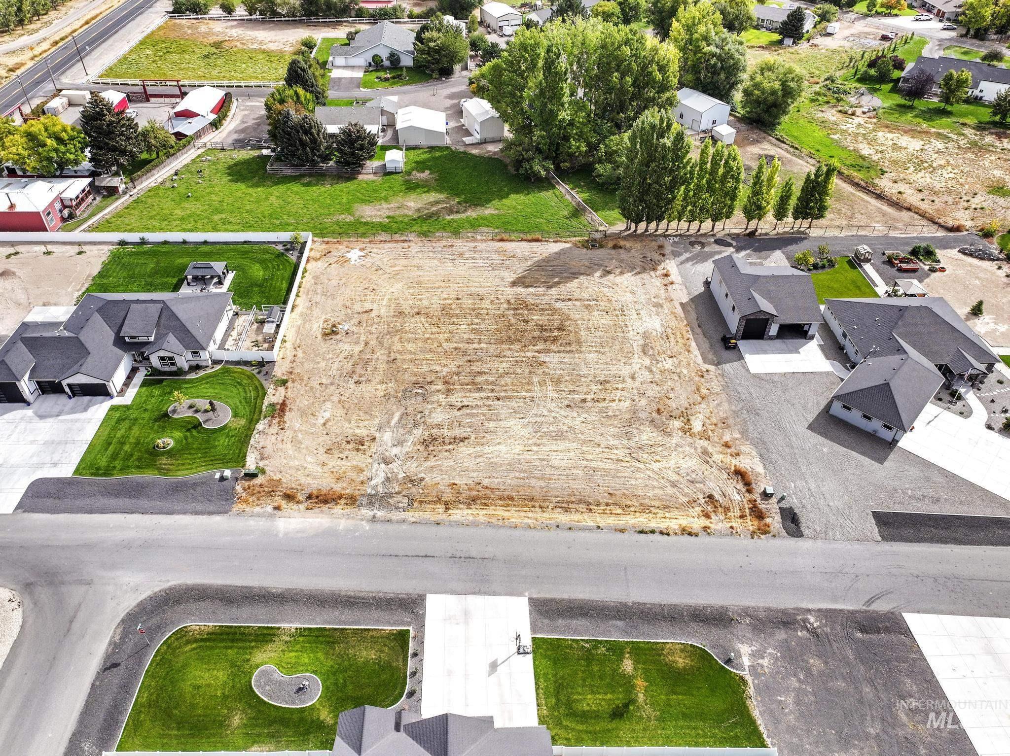 Aerial perspective of suburban area
