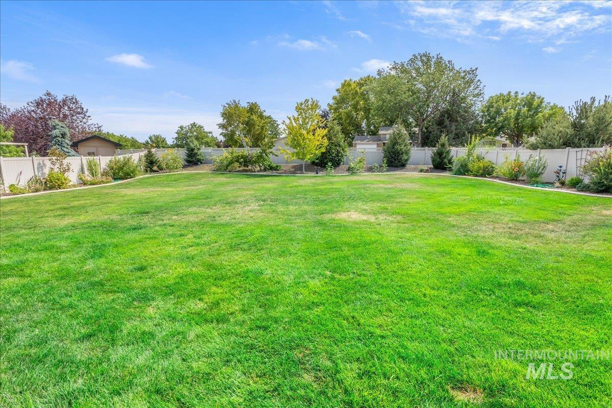 View of fenced backyard