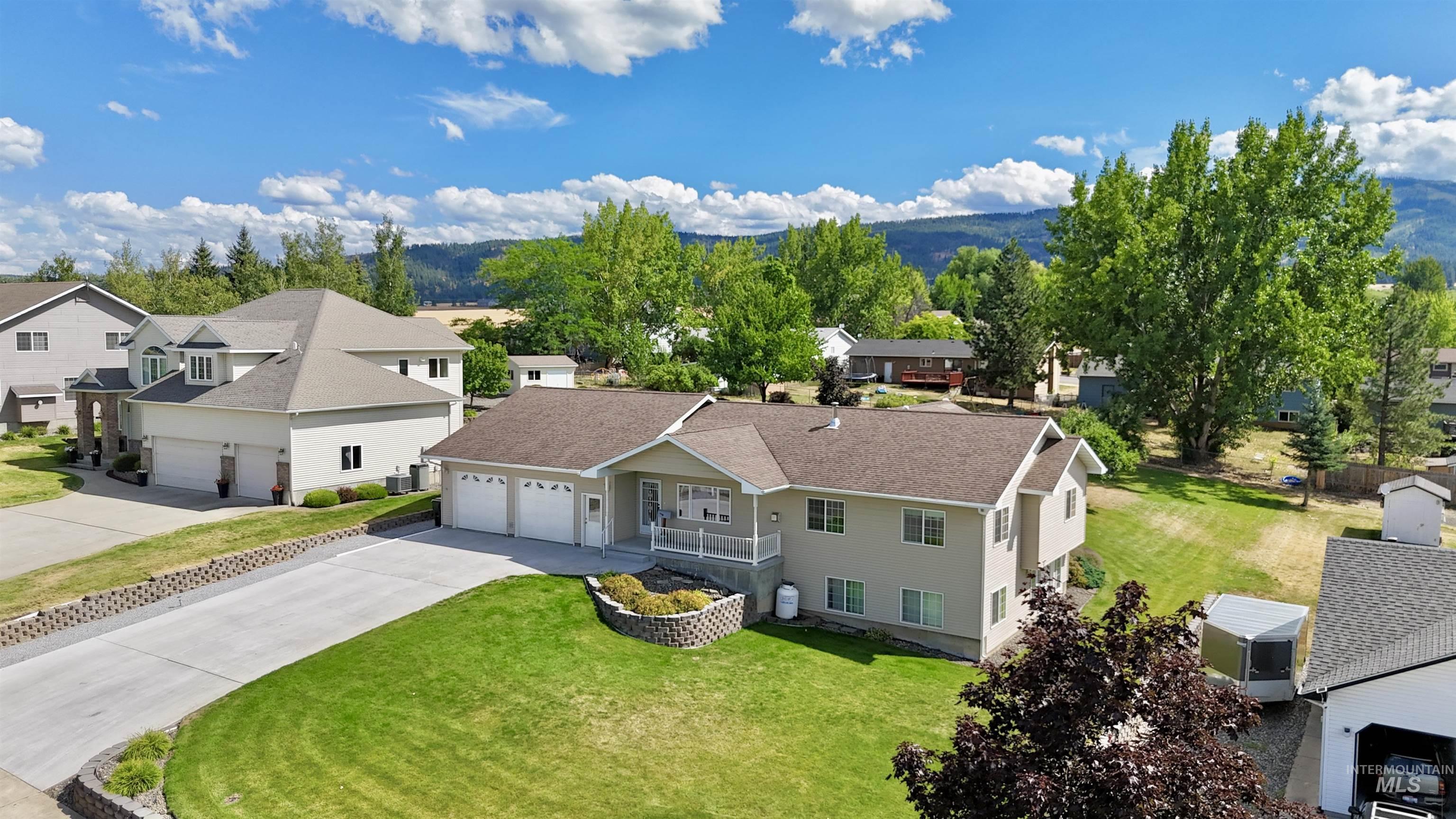 Aerial perspective of suburban area