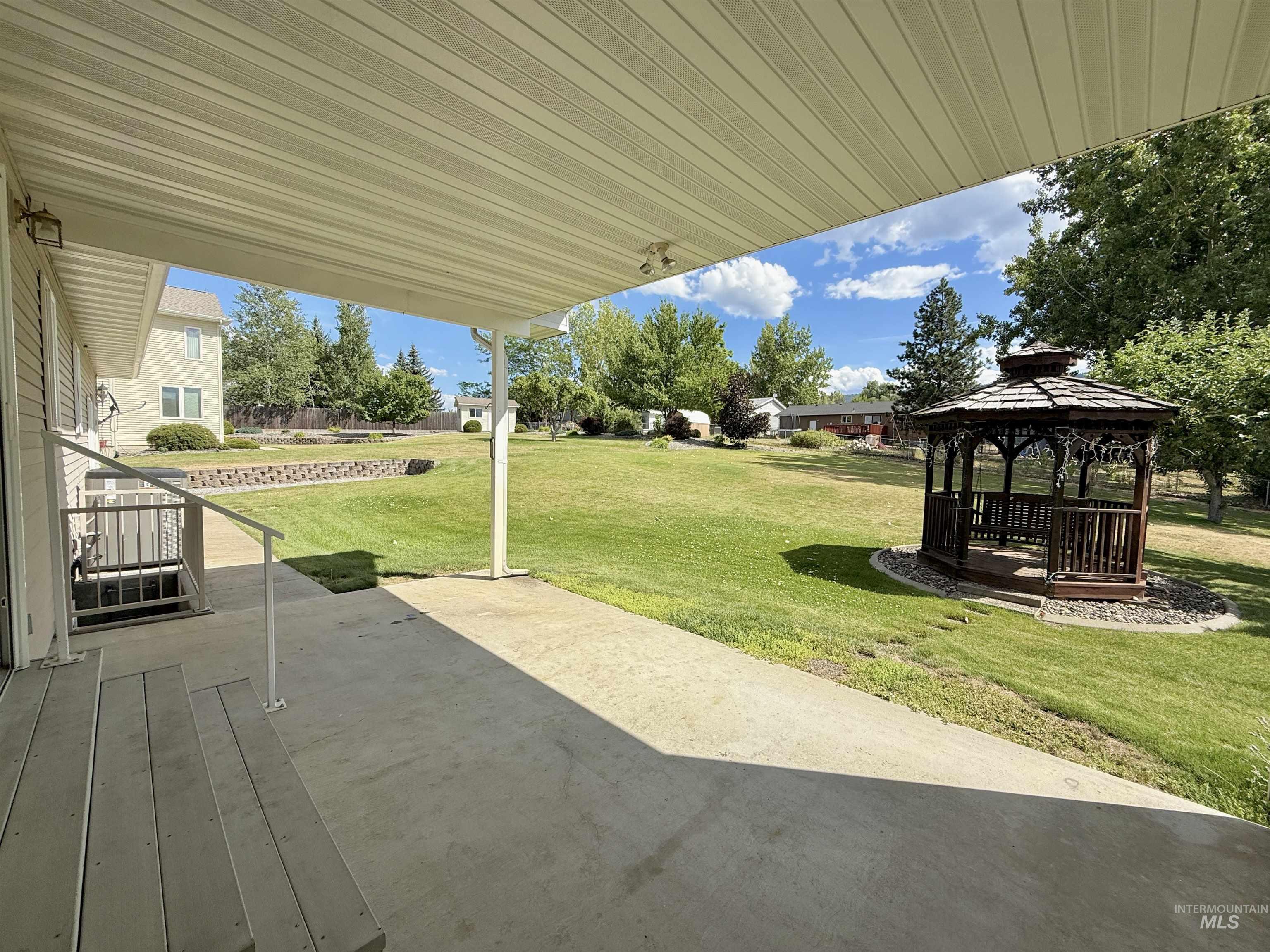 View of patio with a gazebo