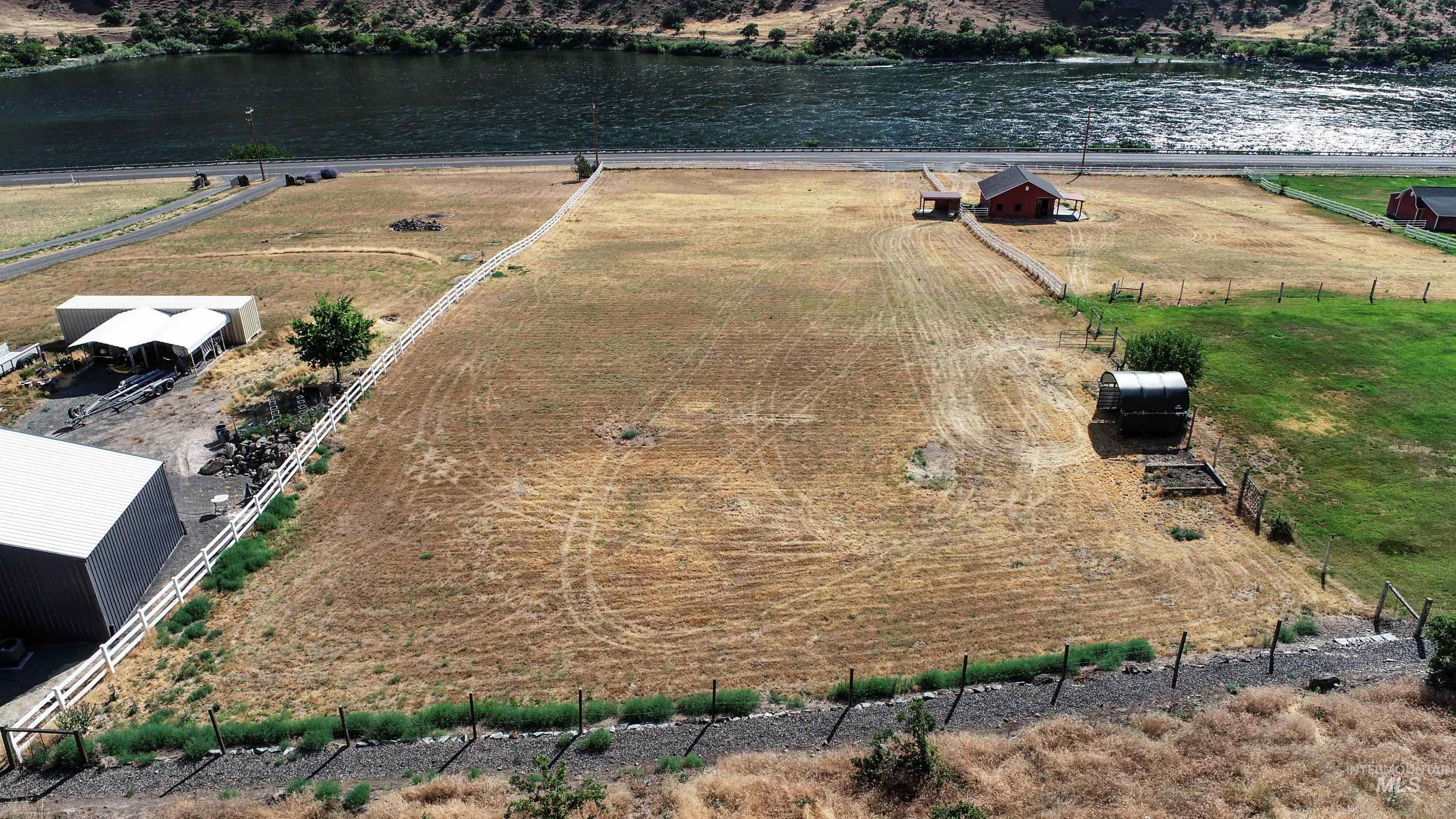 Overview of rural landscape with a nearby body of water