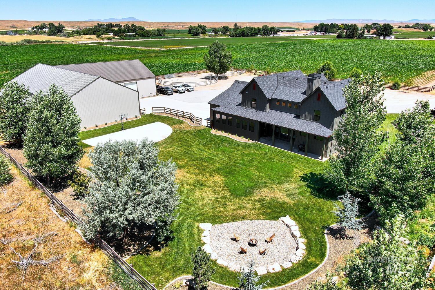 Aerial view of sparsely populated area