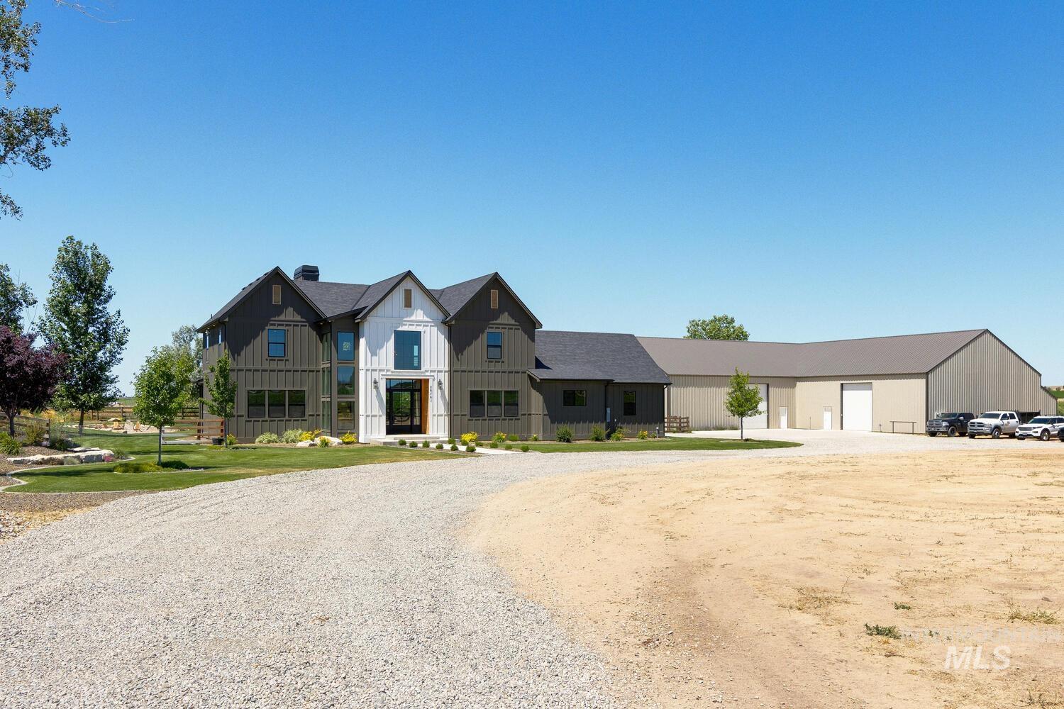Modern farmhouse style home featuring board and batten siding
