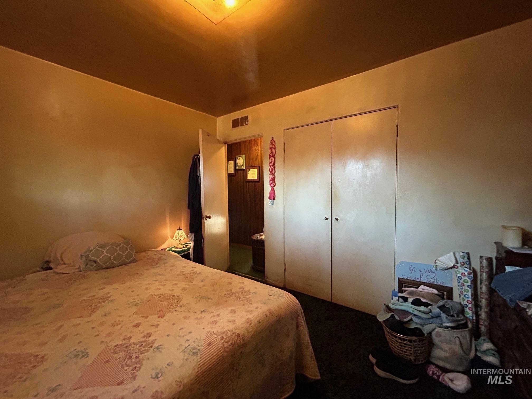 Bedroom with a closet and carpet