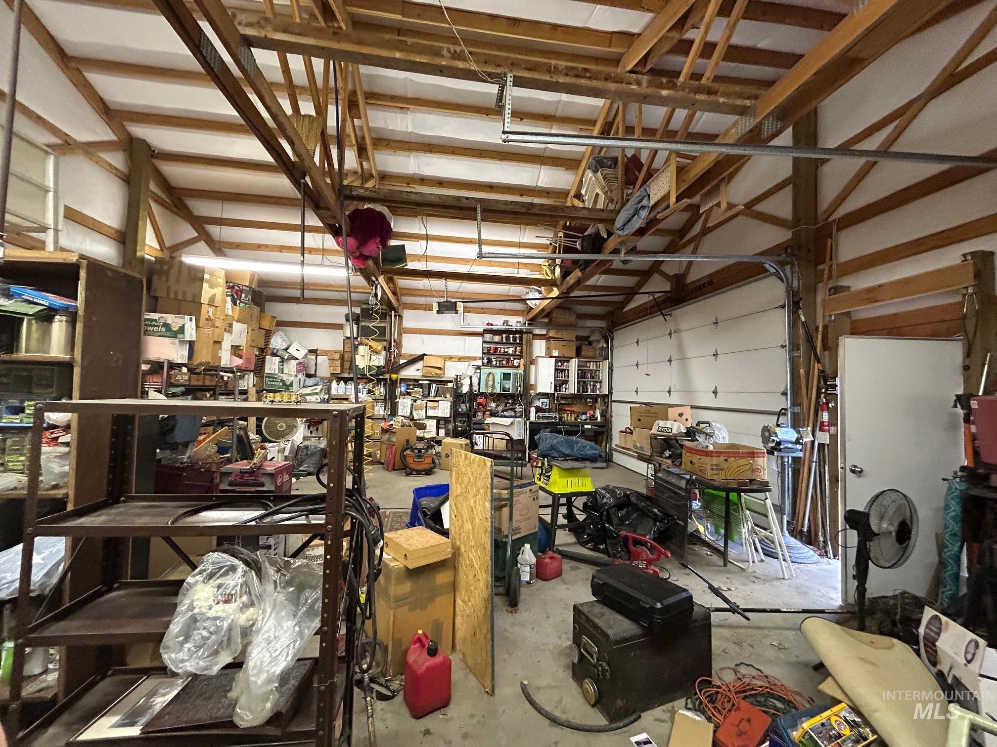 Garage with a workshop area