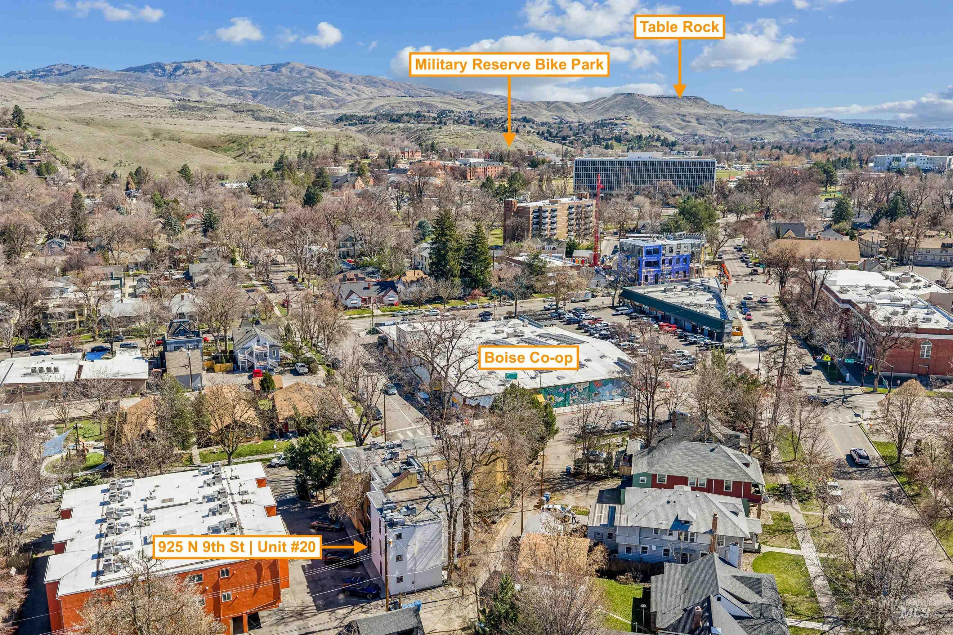 Drone / aerial view of a mountainous background