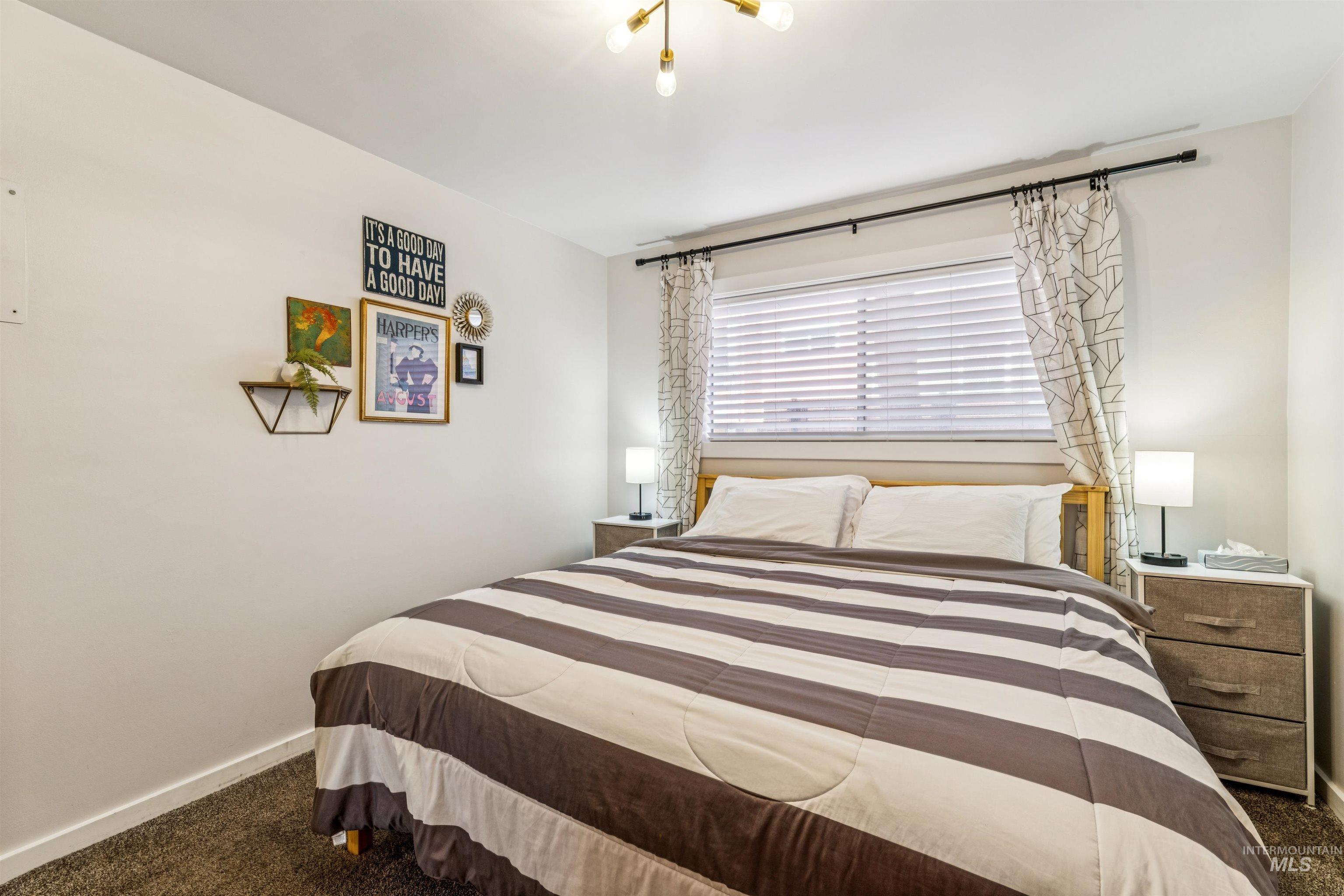 Bedroom with carpet floors