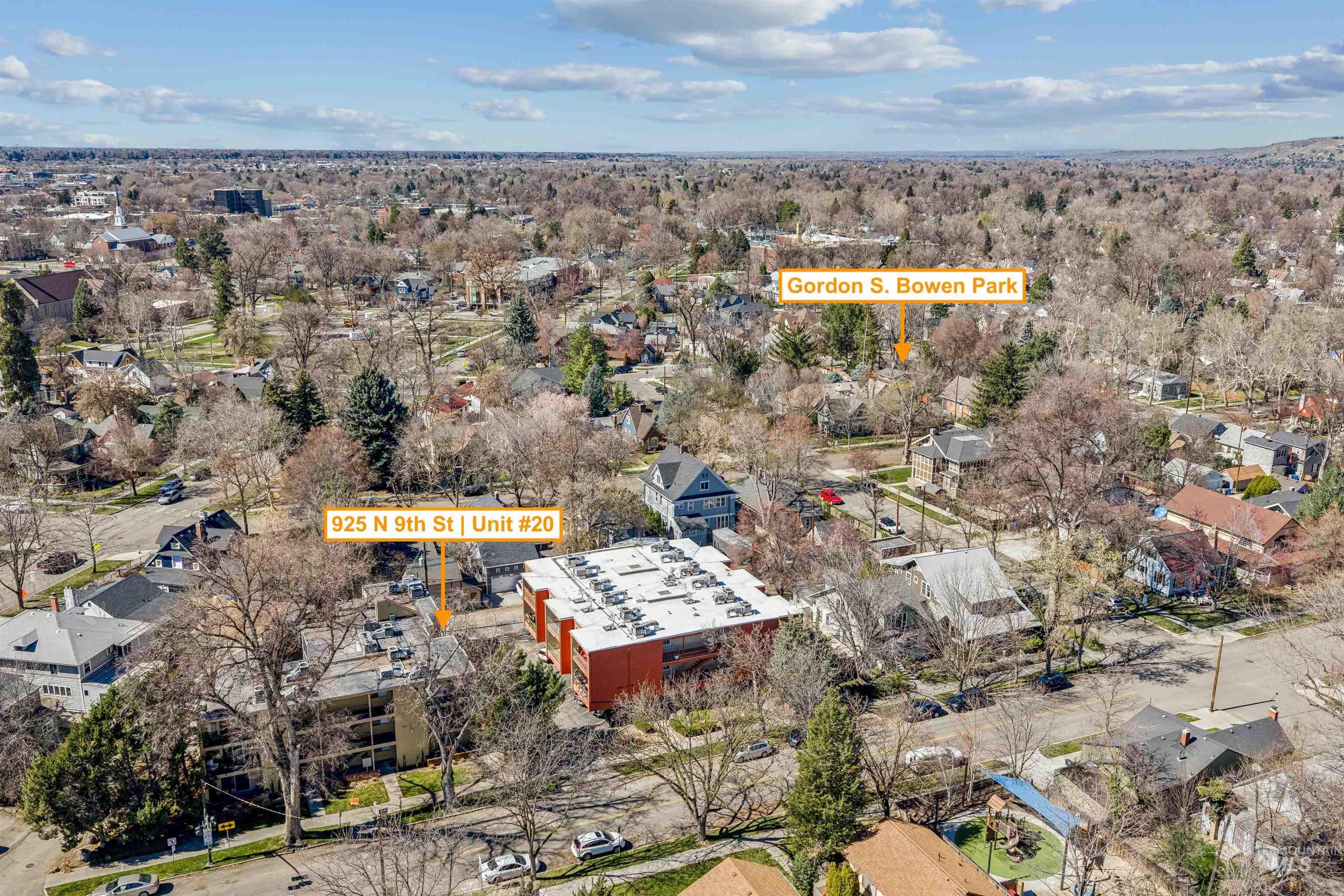 Aerial view of residential area