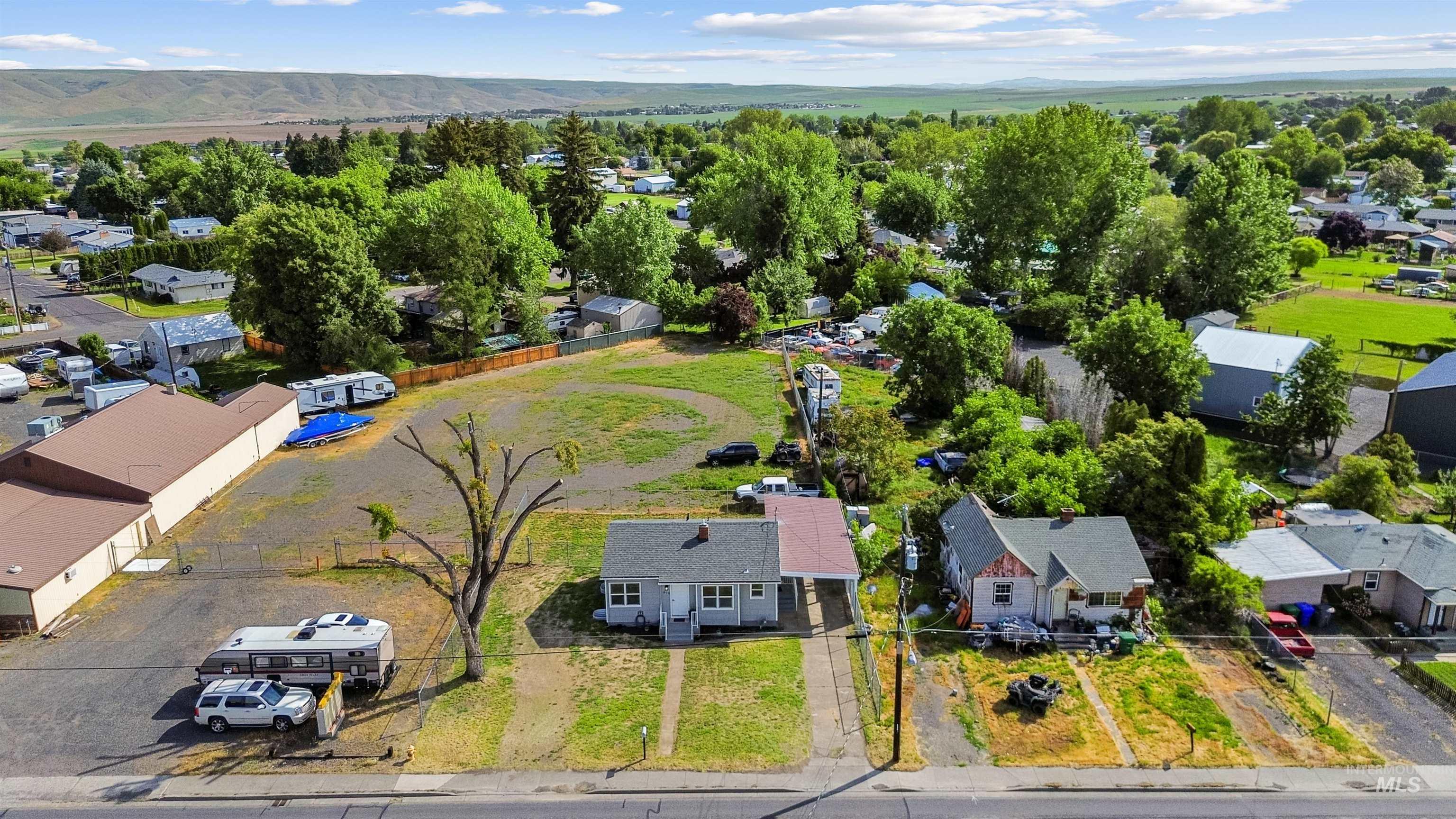 Residential lot featuring established trees, a clear parcel, and a paved street frontage