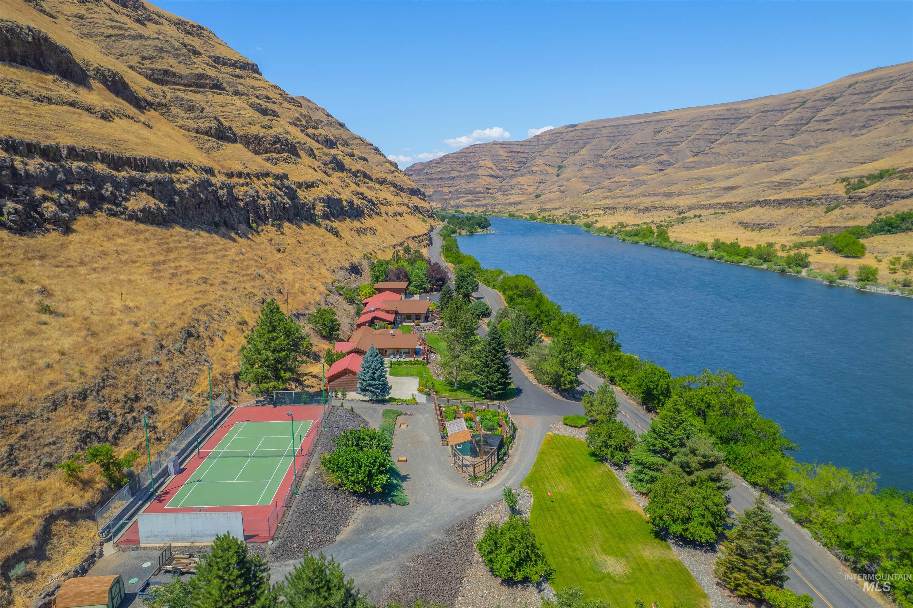 Drone / aerial view of a water and mountain view