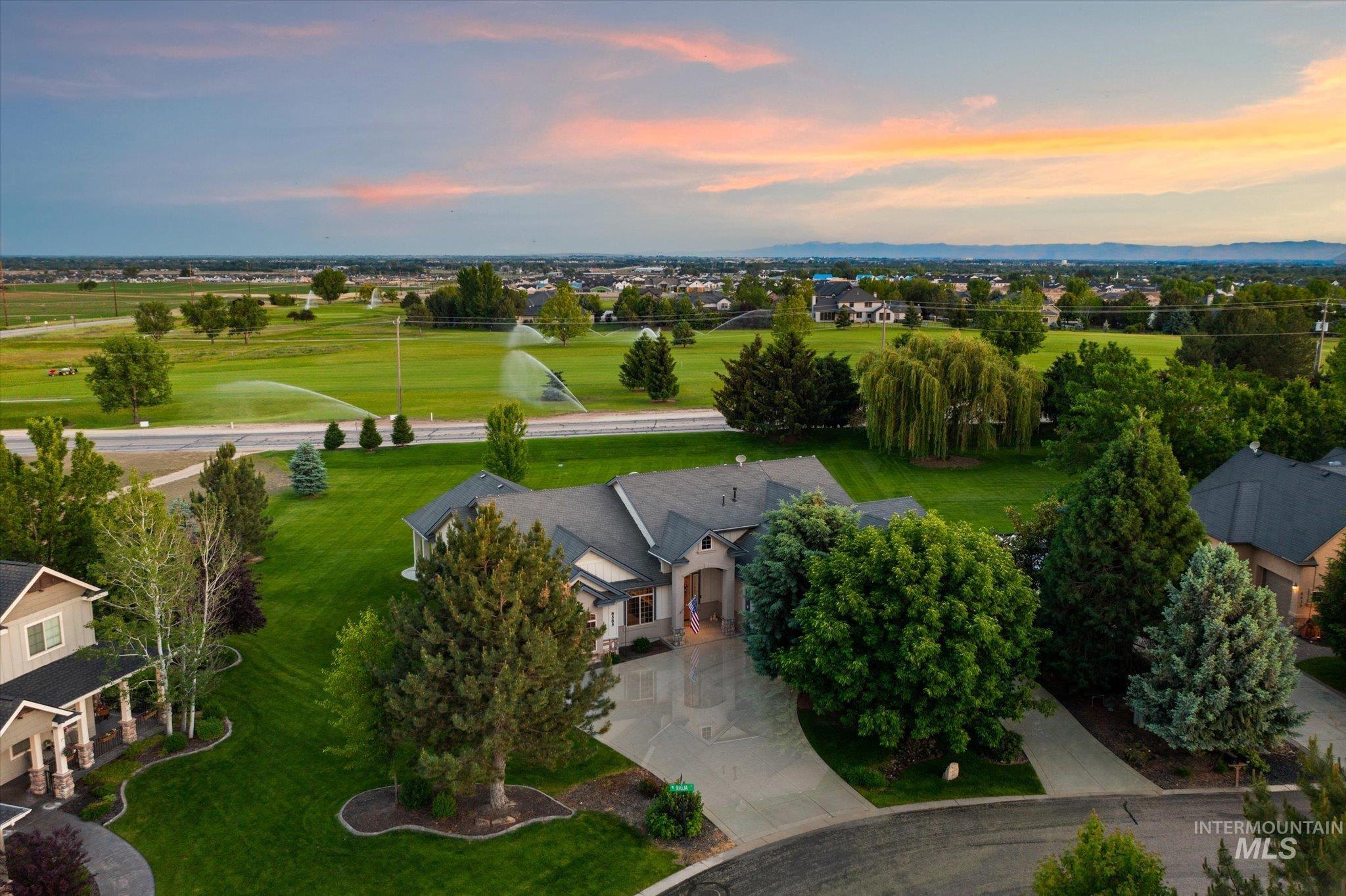 Aerial view at dusk