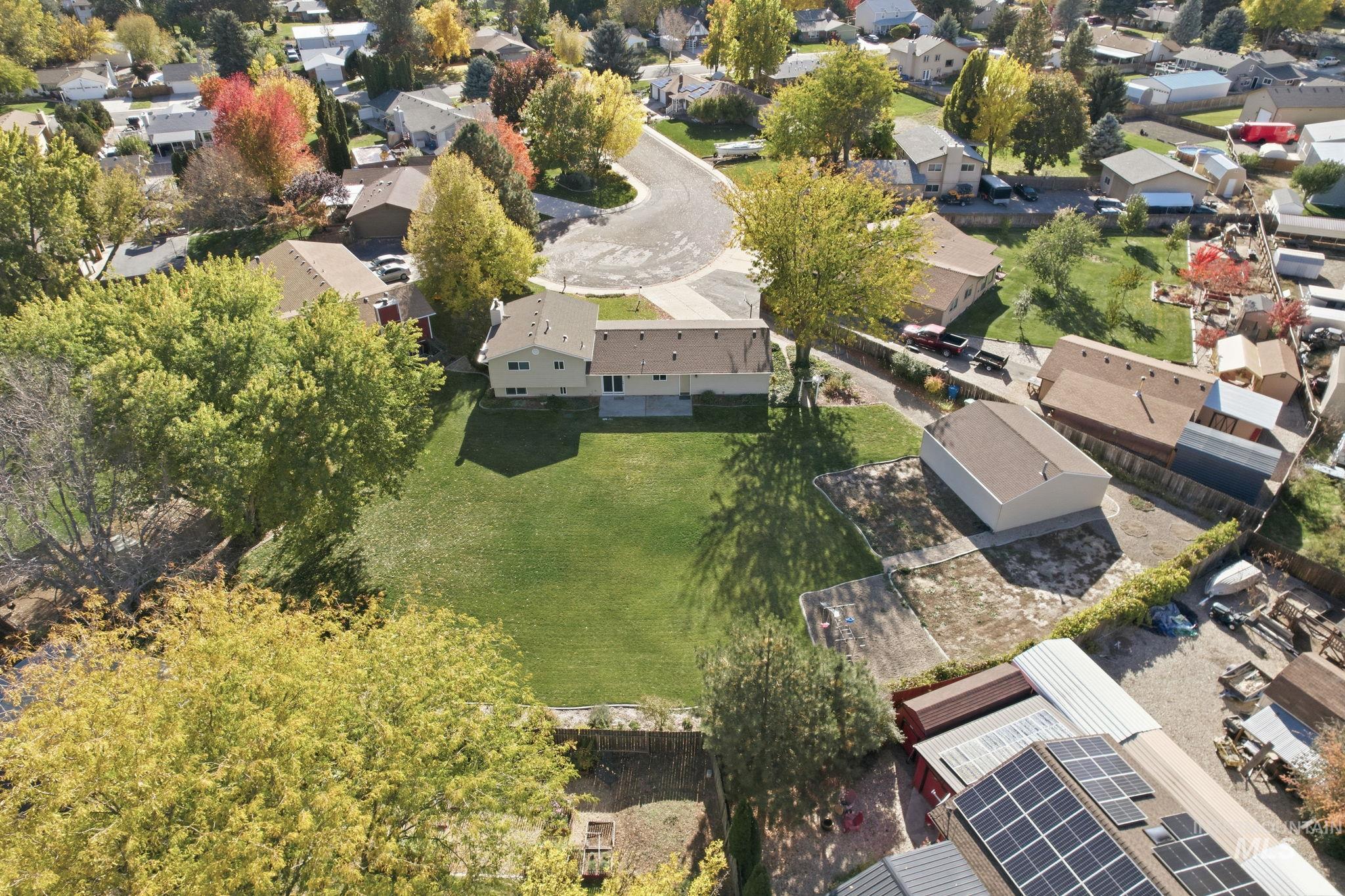 Aerial perspective of suburban area