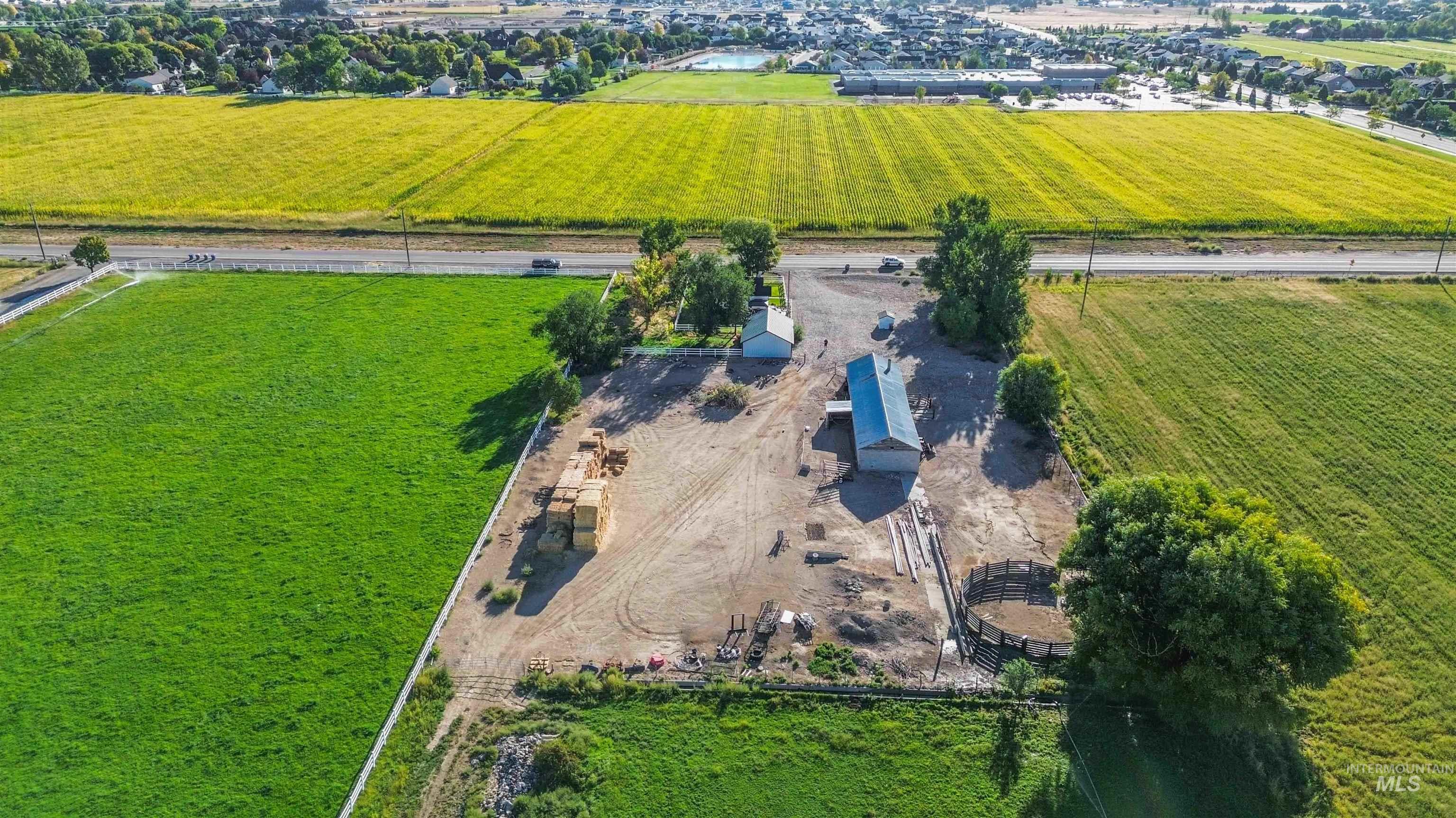 Aerial view of sparsely populated area