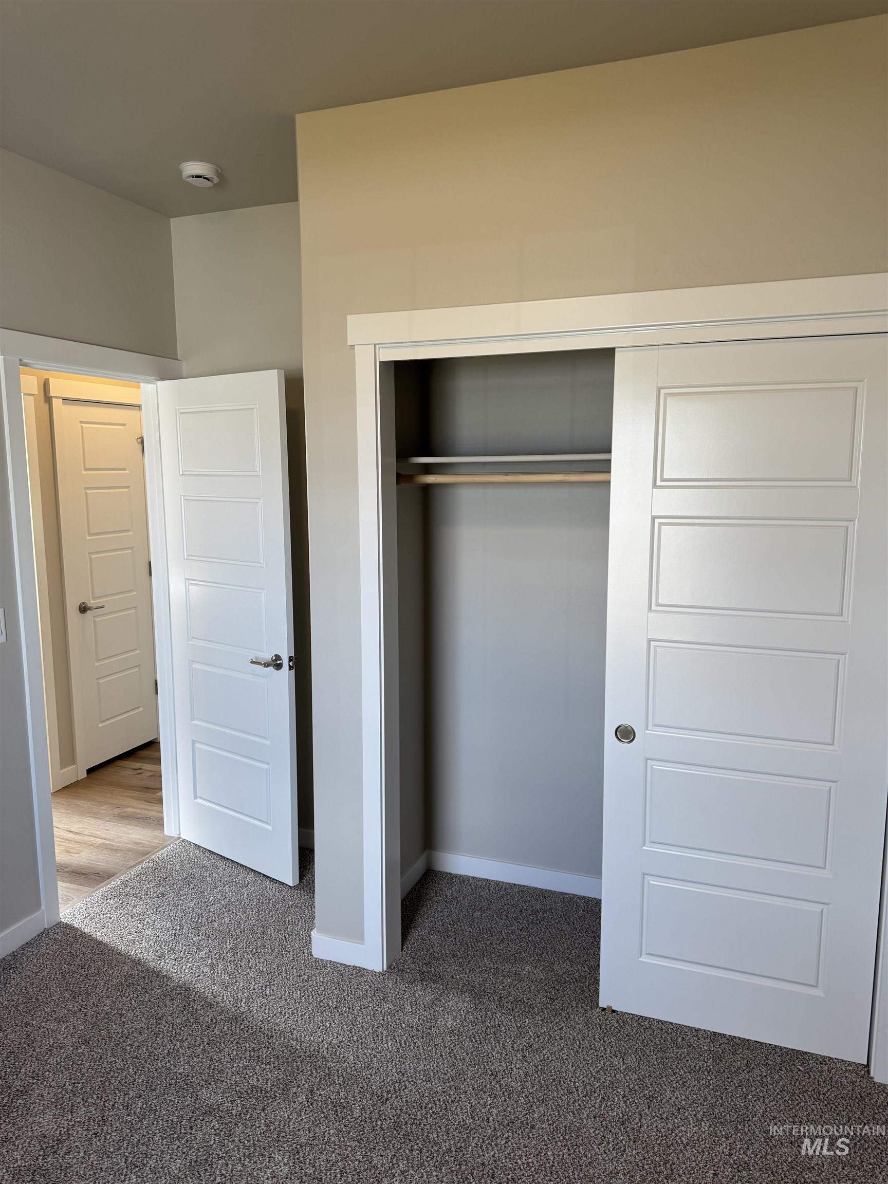 Unfurnished bedroom featuring carpet and a closet