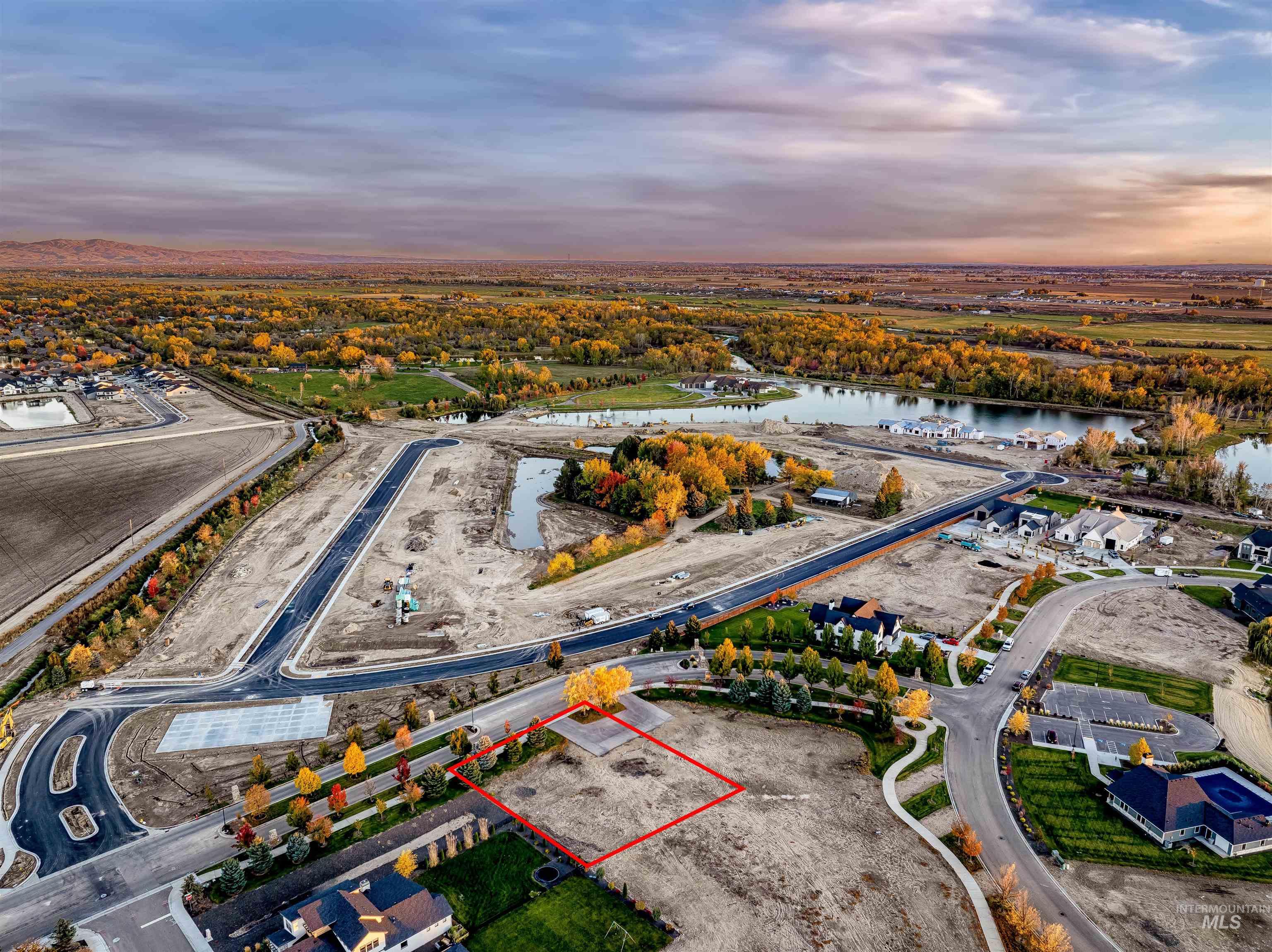 Bird's eye view of a nearby body of water