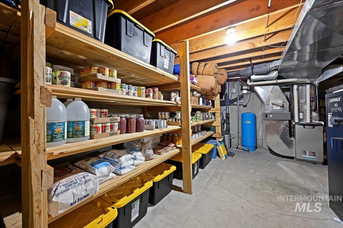 Storage room featuring heating unit