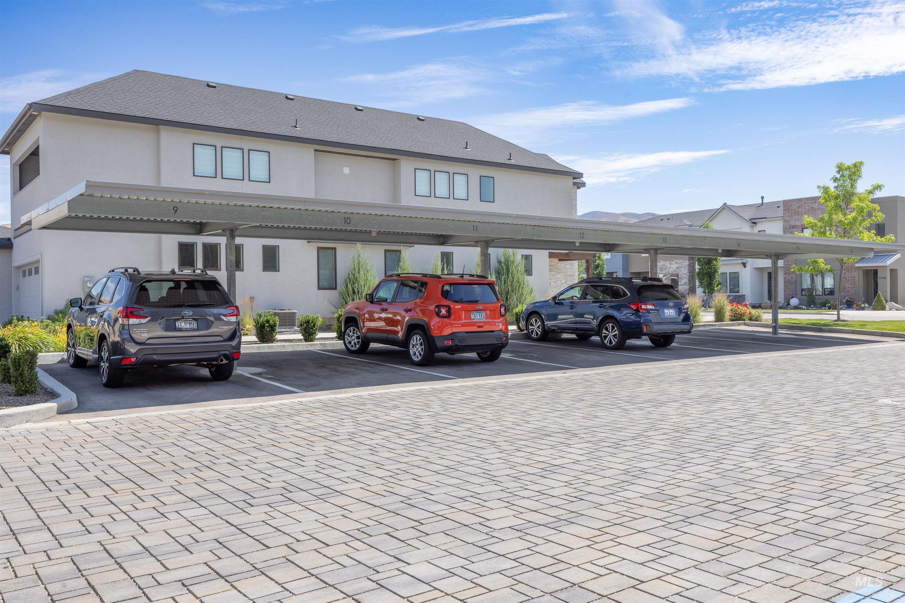 View of covered parking lot