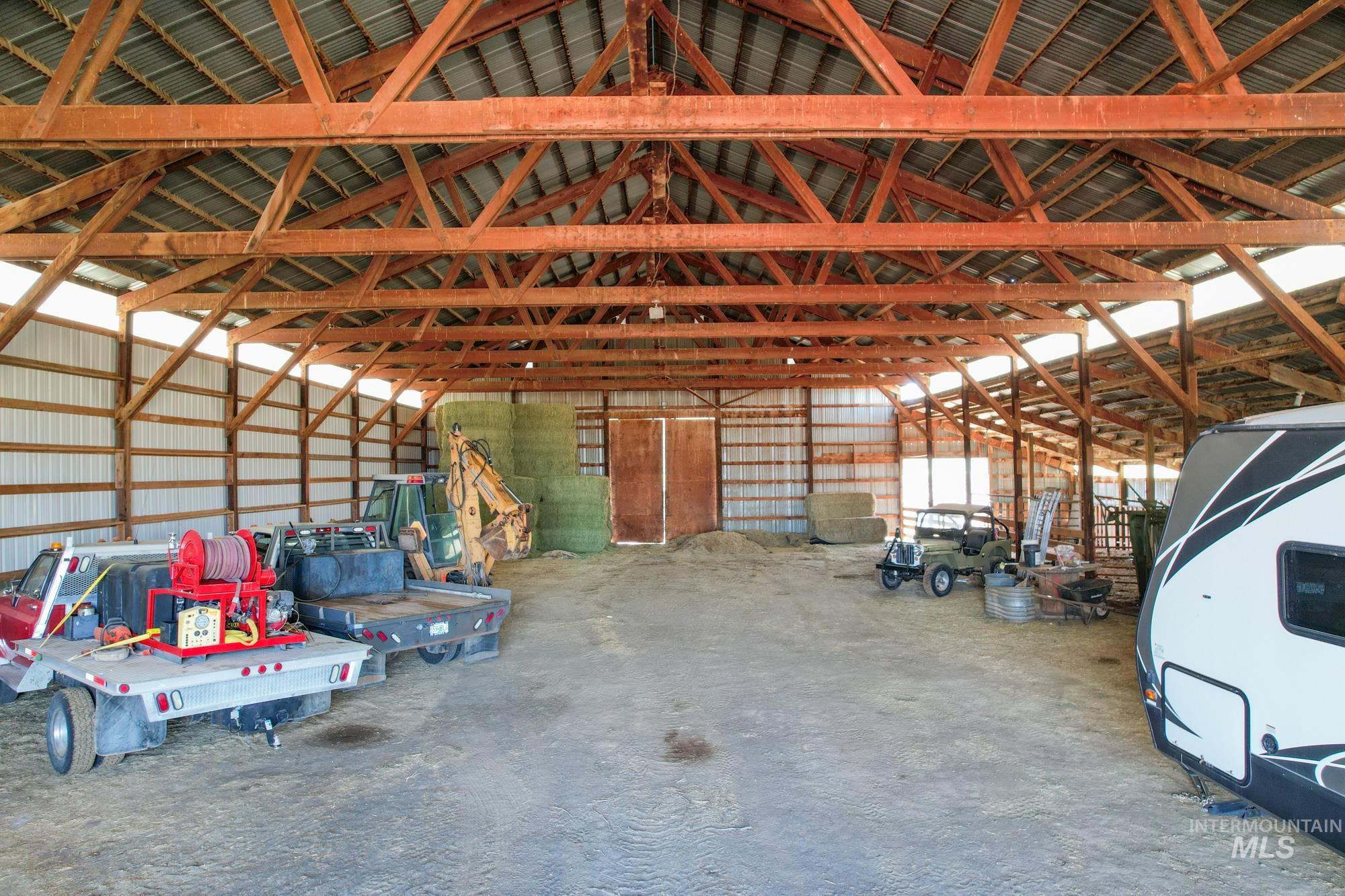 Garage with metal wall