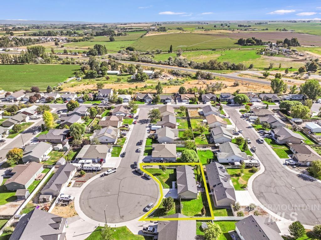 Aerial perspective of suburban area
