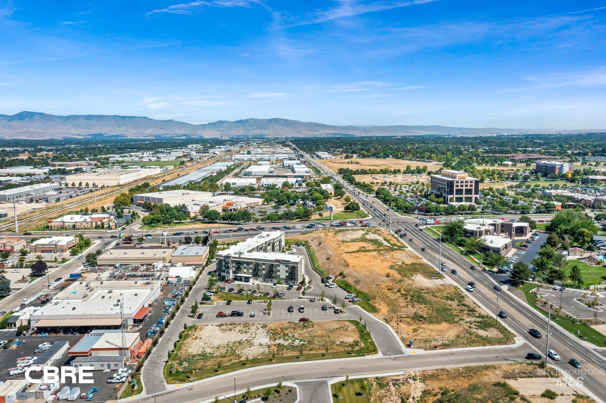 View of urban area with mountains