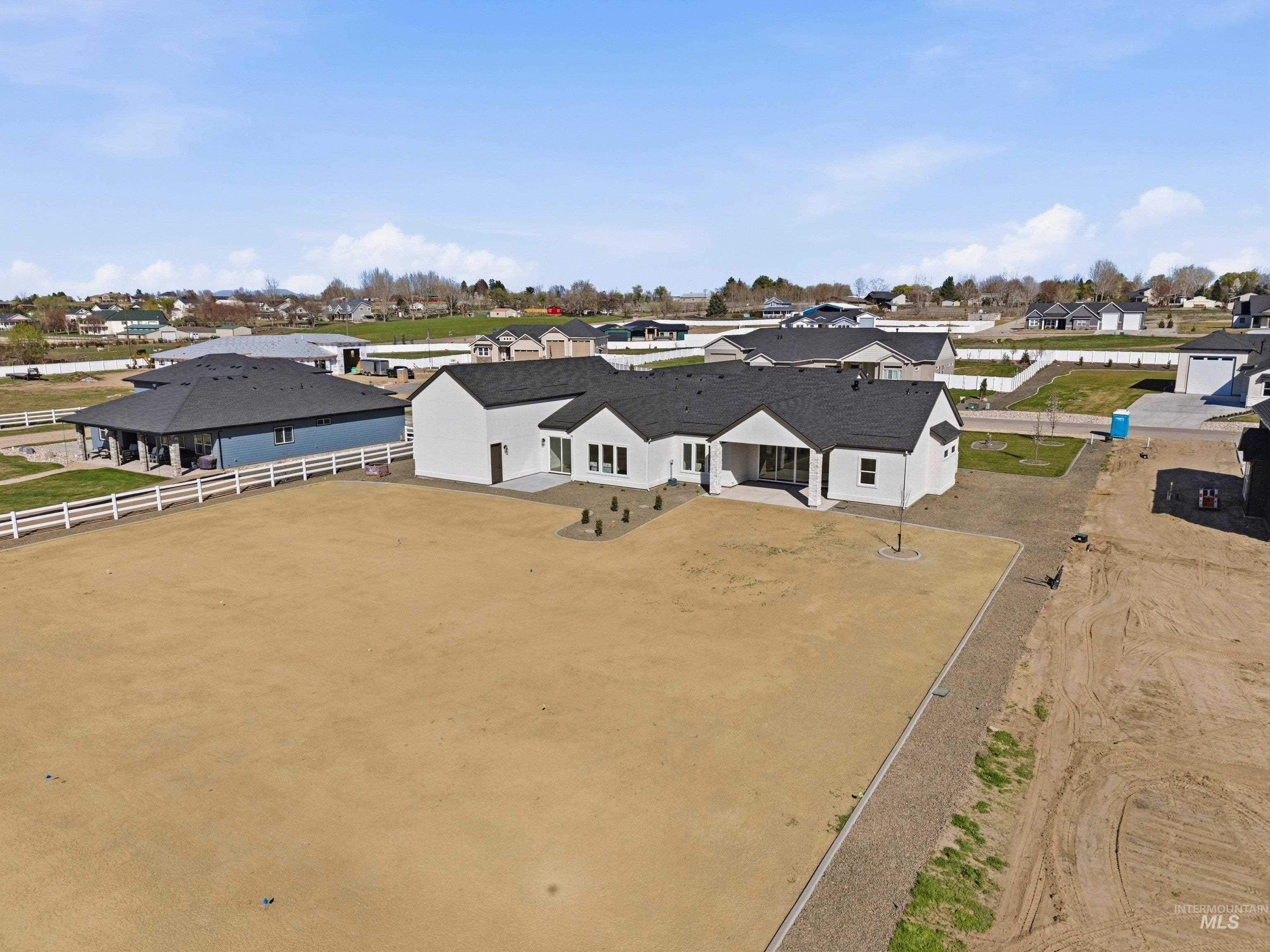 Aerial perspective of suburban area