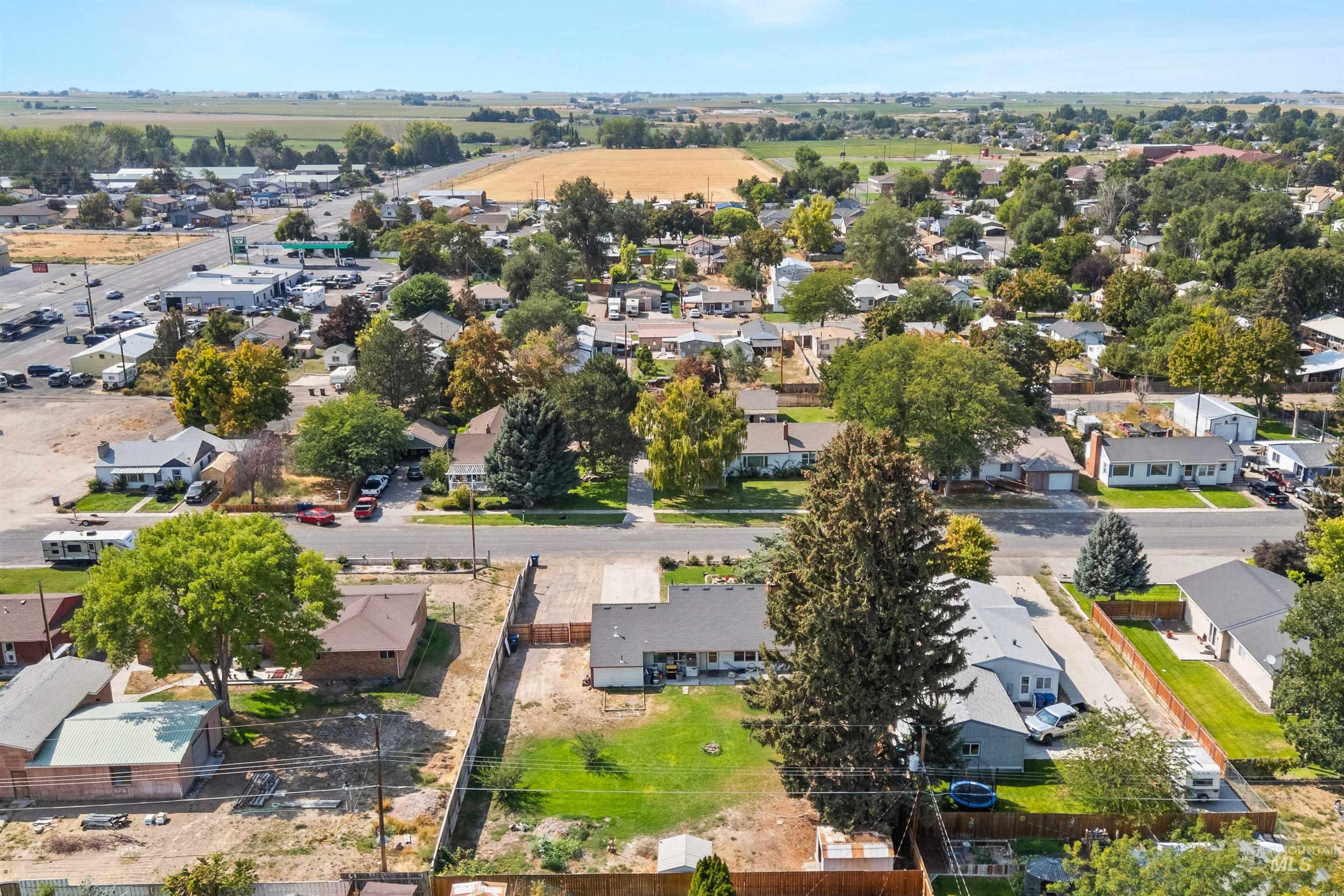 Aerial perspective of suburban area