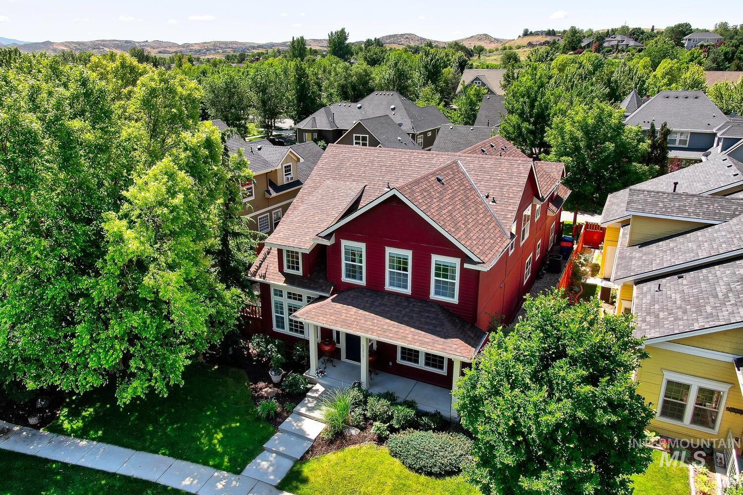 Aerial view of residential area
