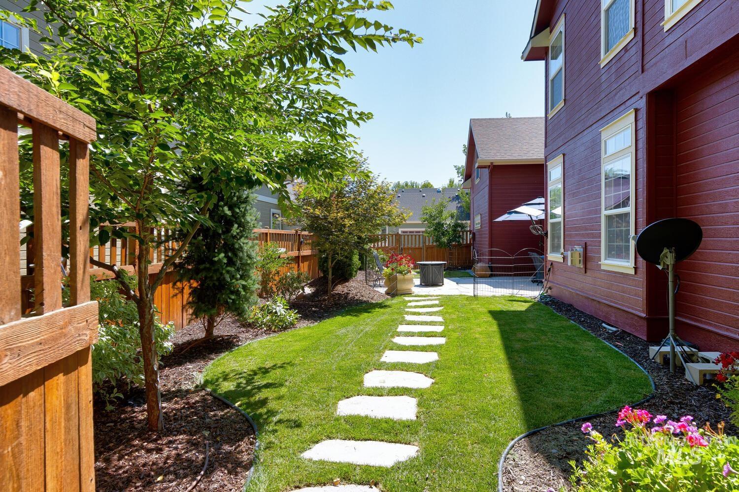 Fenced backyard featuring a patio area