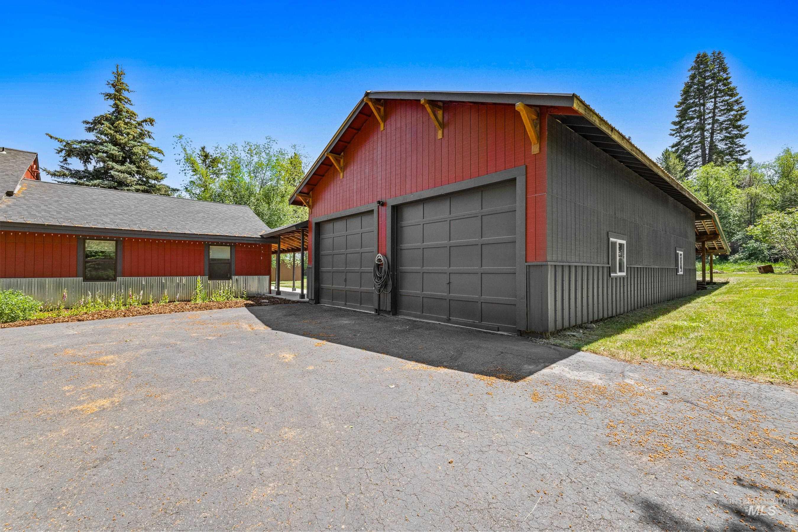 View of detached garage