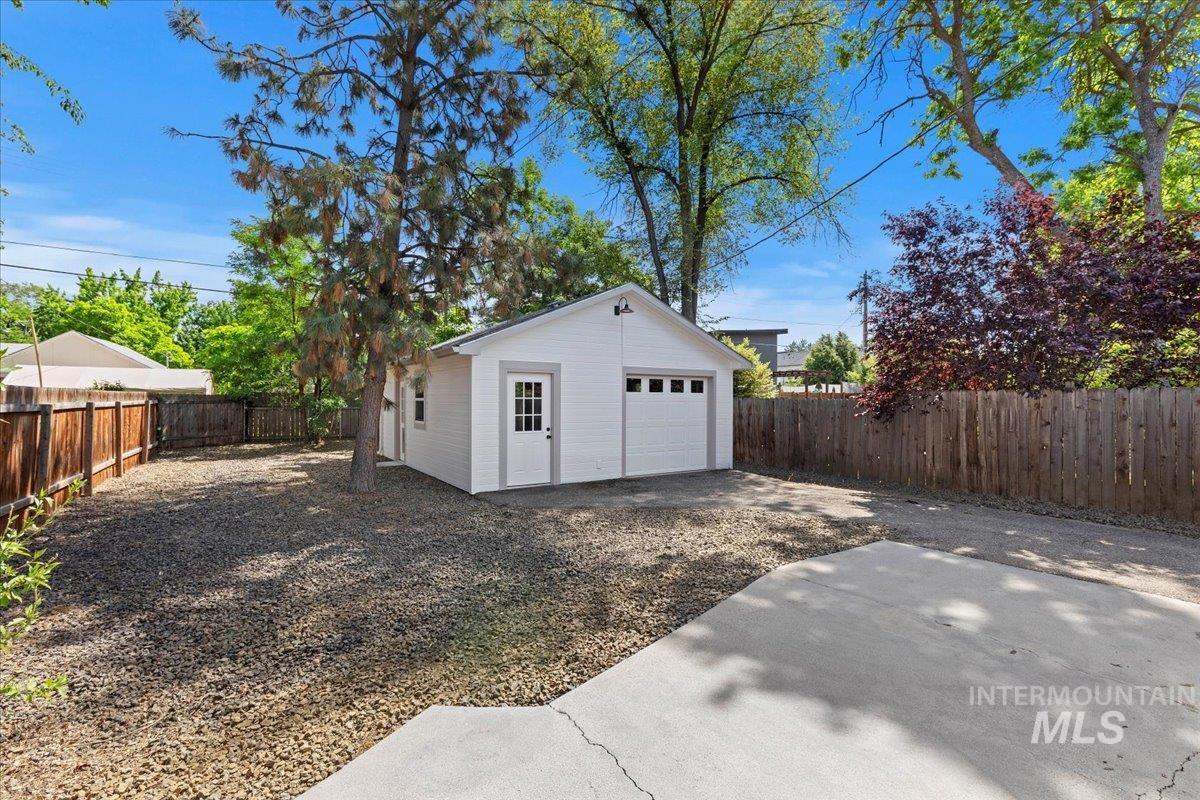 View of detached garage