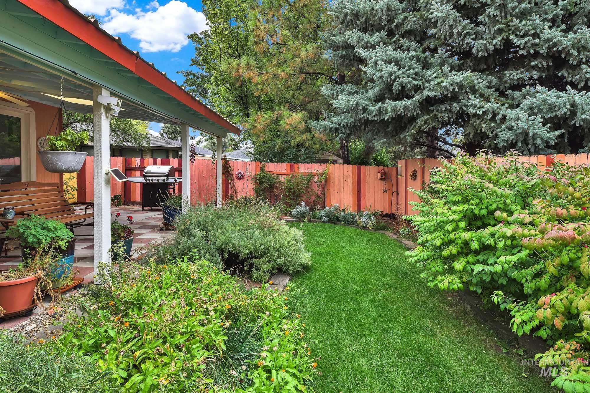 Fenced backyard featuring a patio
