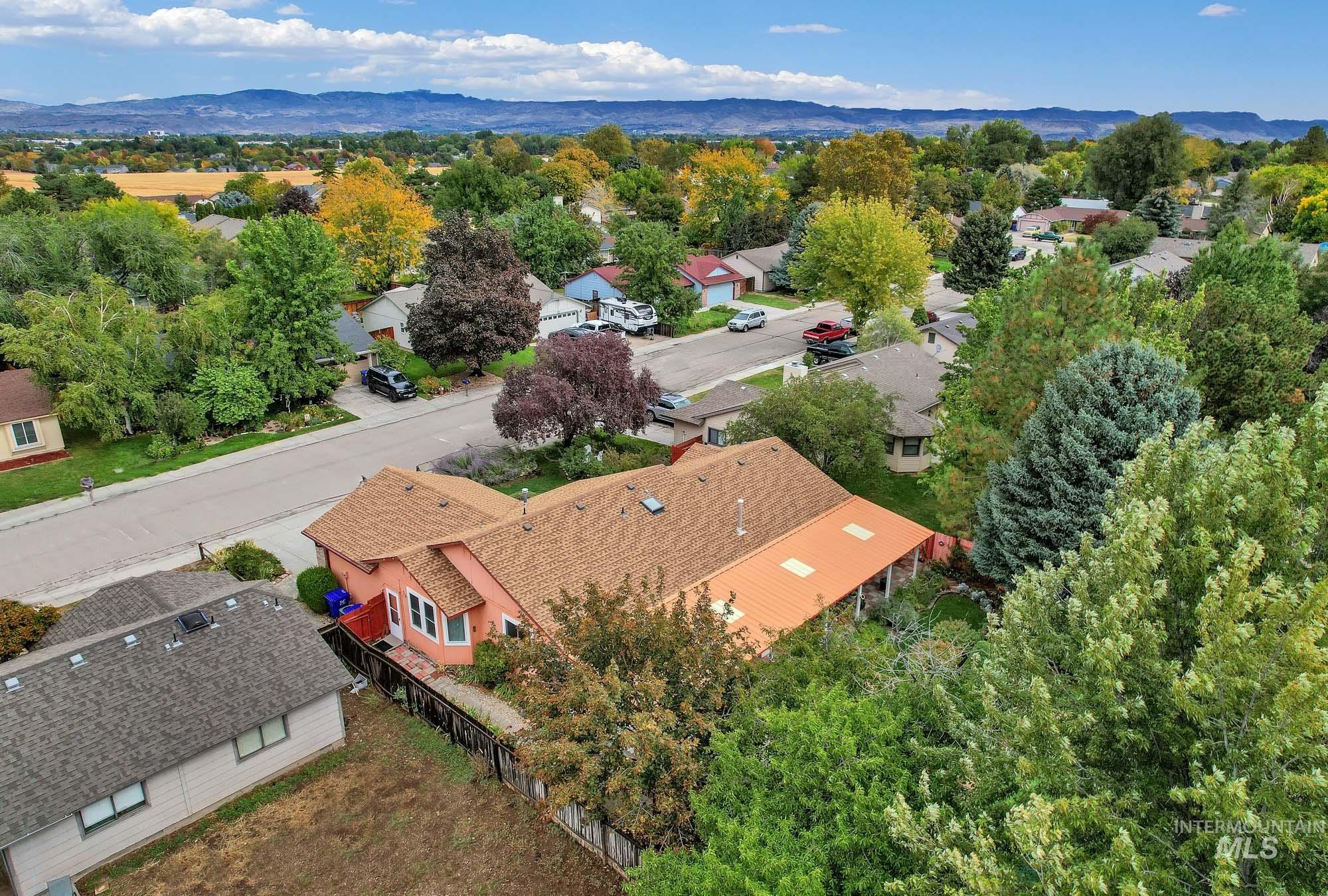 Bird's eye view of a mountainous background
