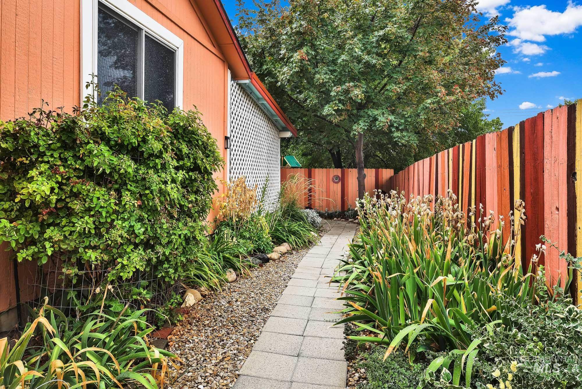 View of fenced backyard