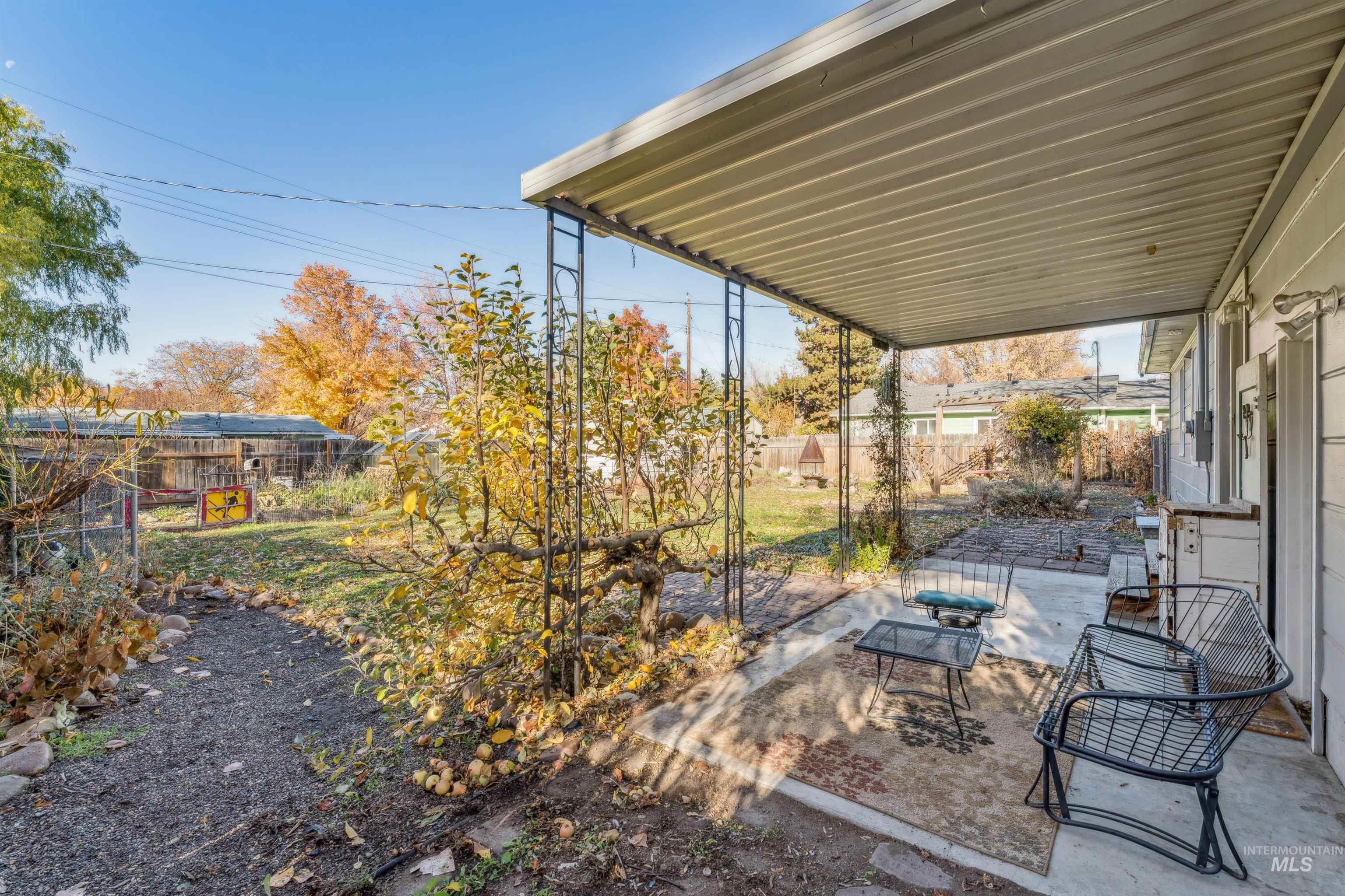 Fenced backyard featuring a patio