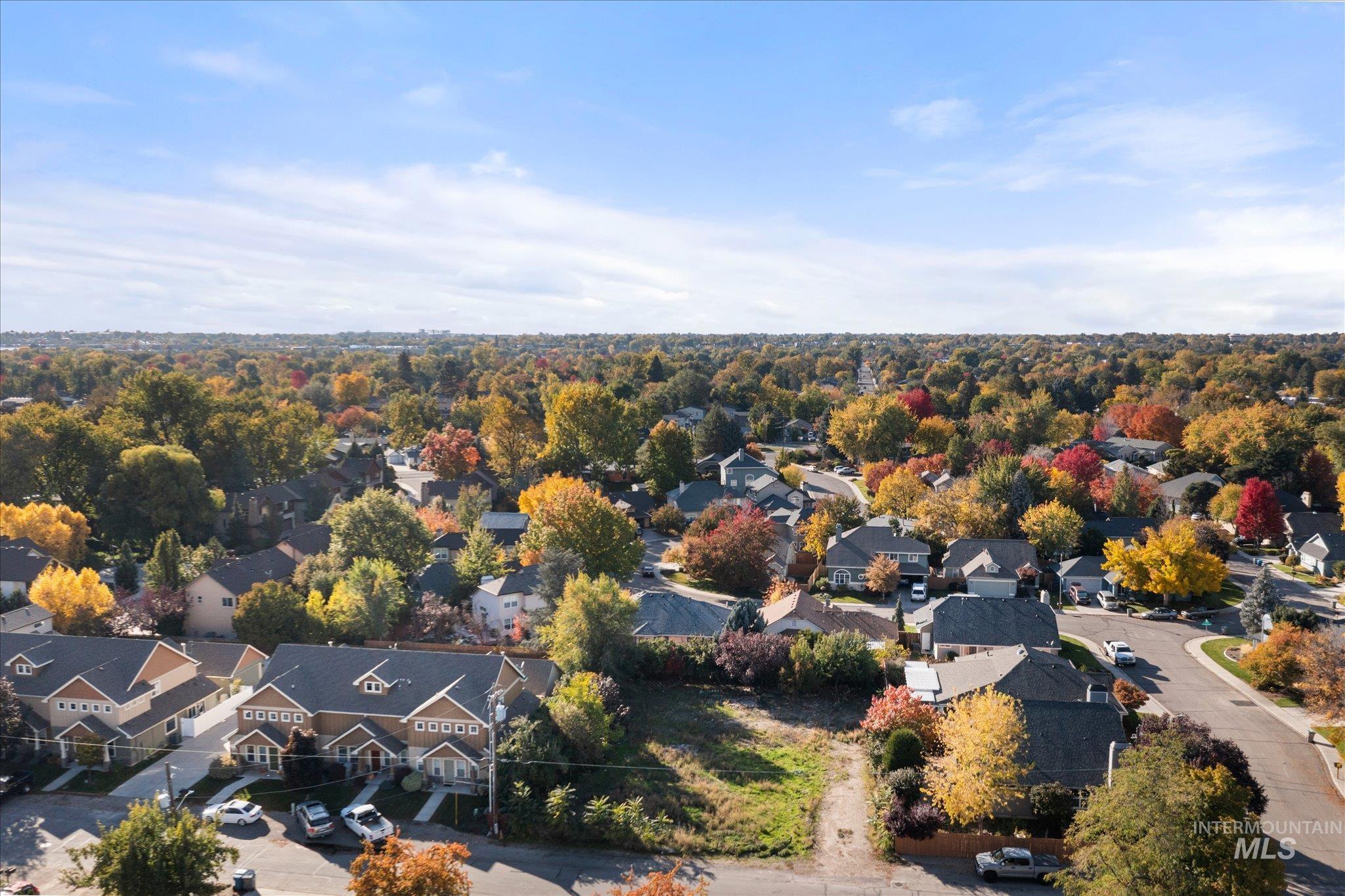 Aerial perspective of suburban area